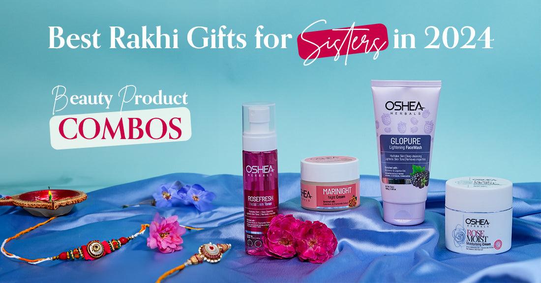 Best Rakhi Gifts for Sisters in 2024 - Beauty Product Combos with Oshea Herbals Rosefresh Toner and Glopure Facewash.