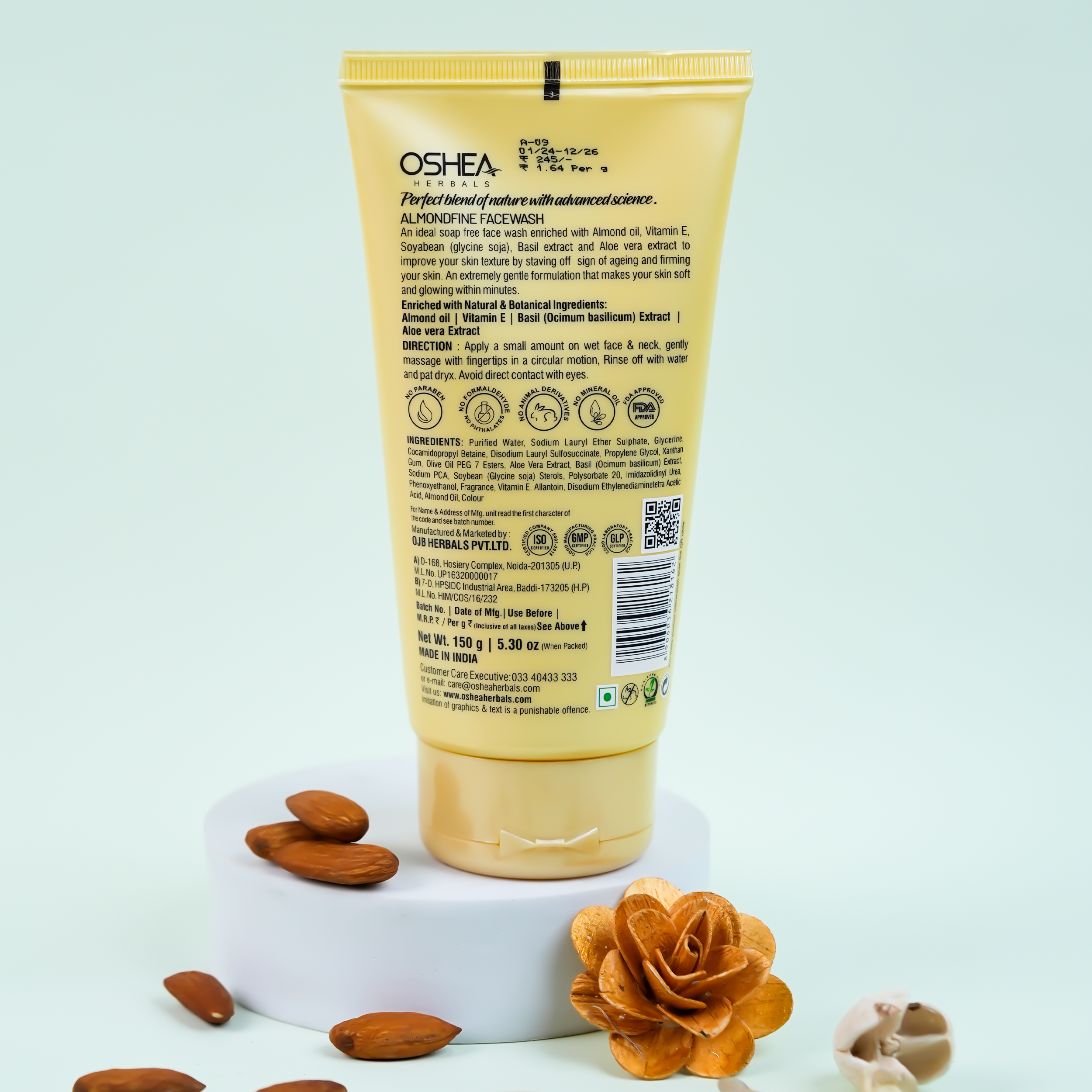 Back Almondfine Anti Ageing Face wash Oshea Herbals