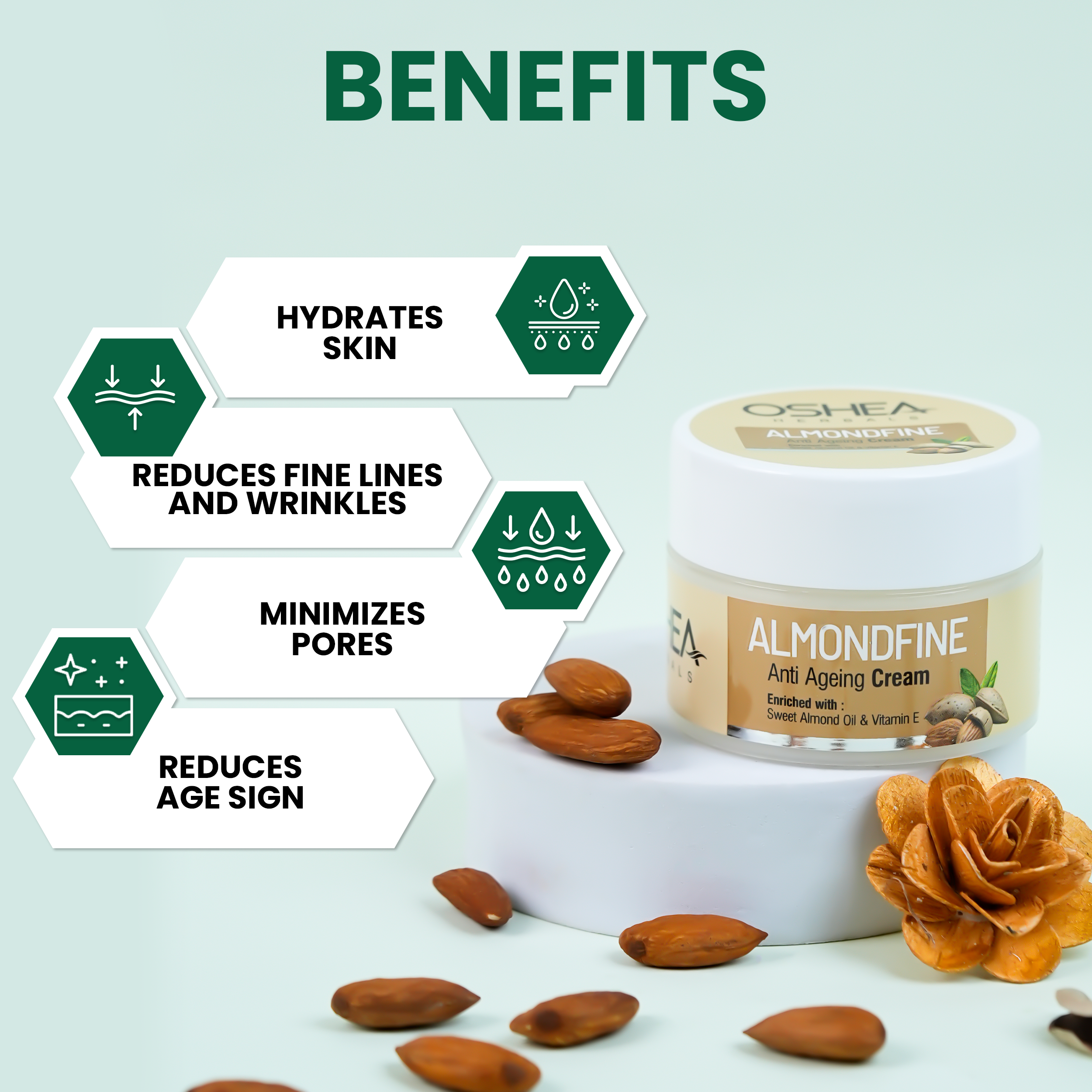 Benefits Almondfine Anti Ageing Cream Oshea Herbals