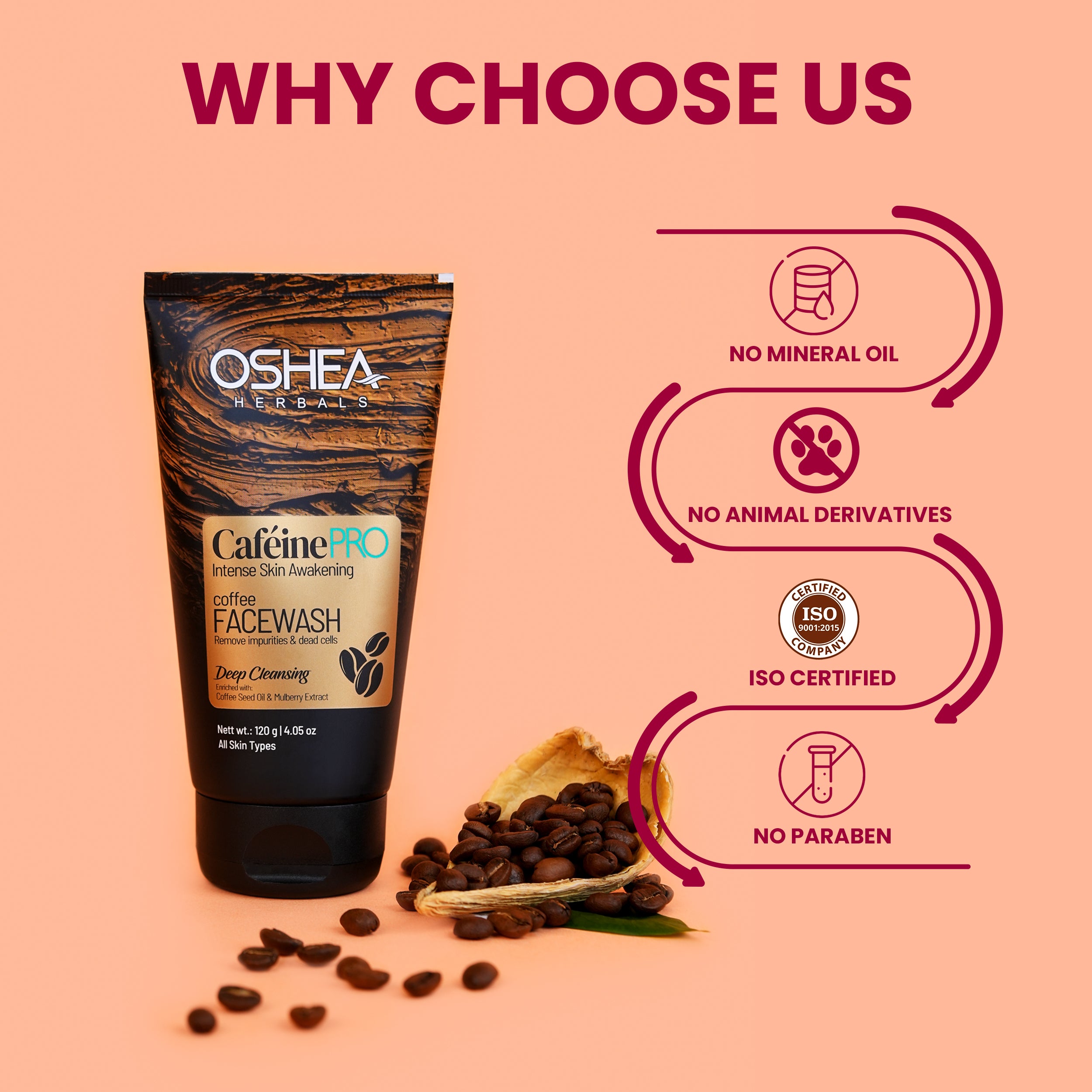 Why choose us Cafeine-pro Face wash Oshea Herbals
