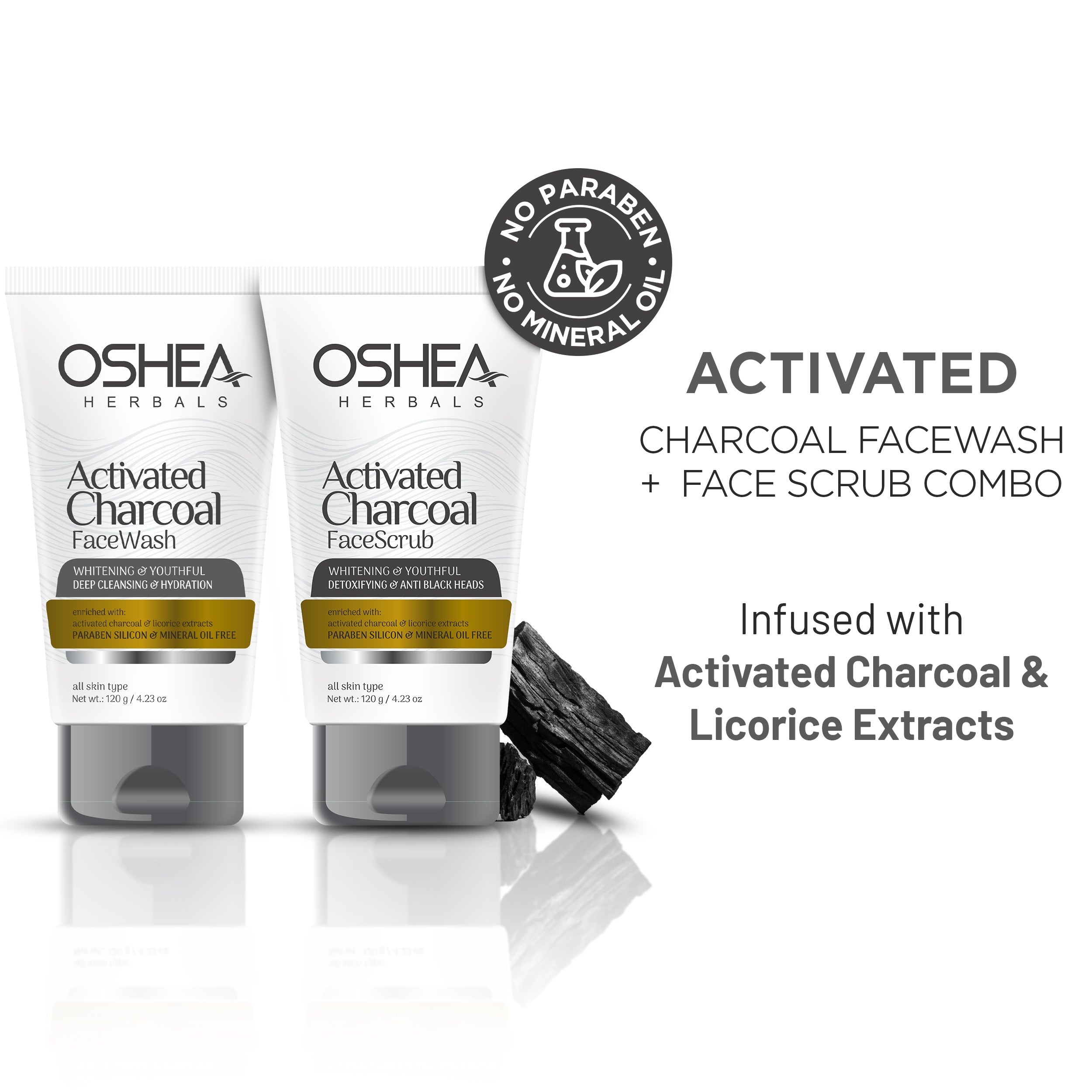 Activated Charcoal Face Scrub+ Activated Charcoal Face Wash Combo