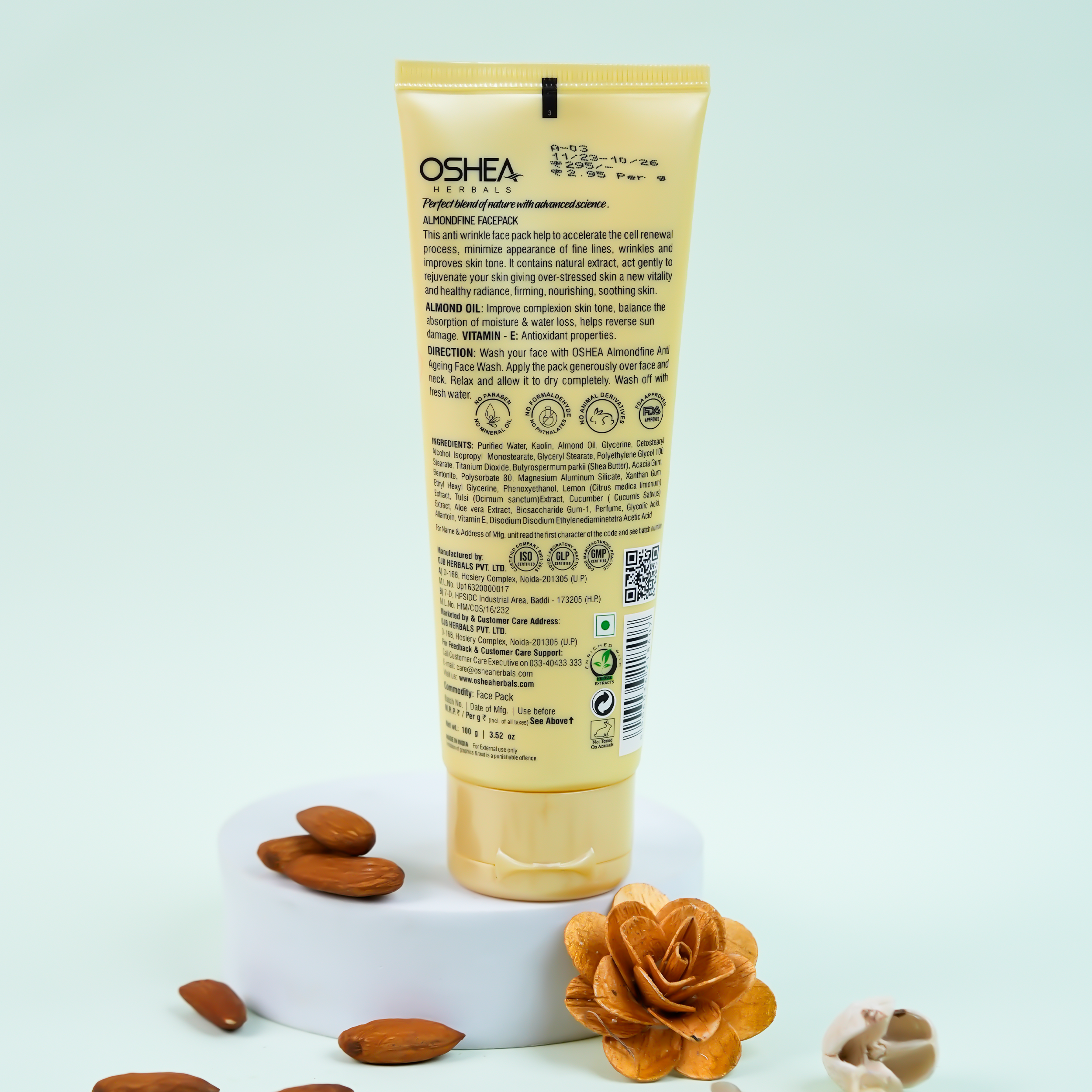 Back Almondfine Anti-Ageing Facepack Tube Oshea Herbals