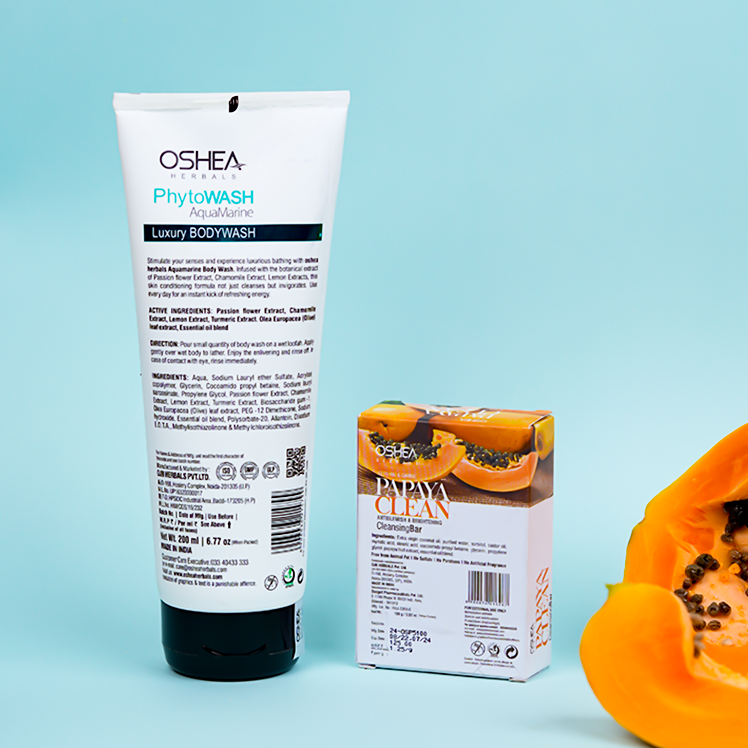 Aqua Marine Body wash + Papaya Bar Combo - Oshea Herbals