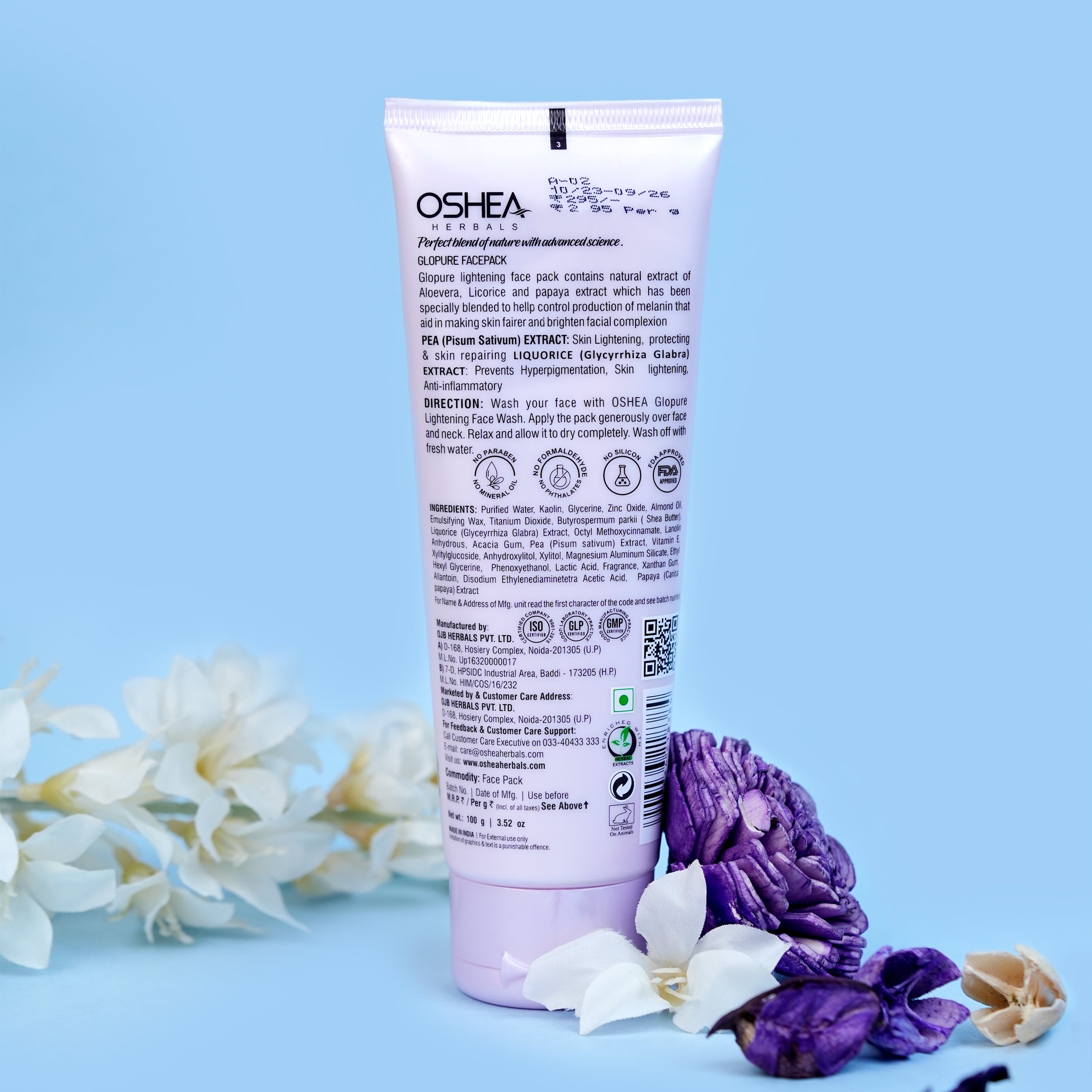 Back Glopure Lightening Facepack_Tube_Oshea Herbals