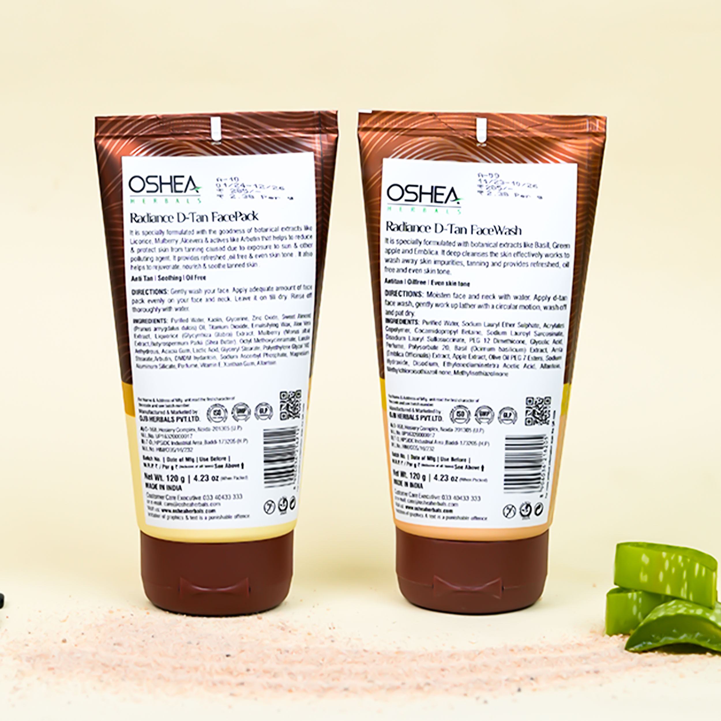 Back Radiance D-Tan Face Pack Radiance D-Tan Face Wash Combo Oshea Herbals