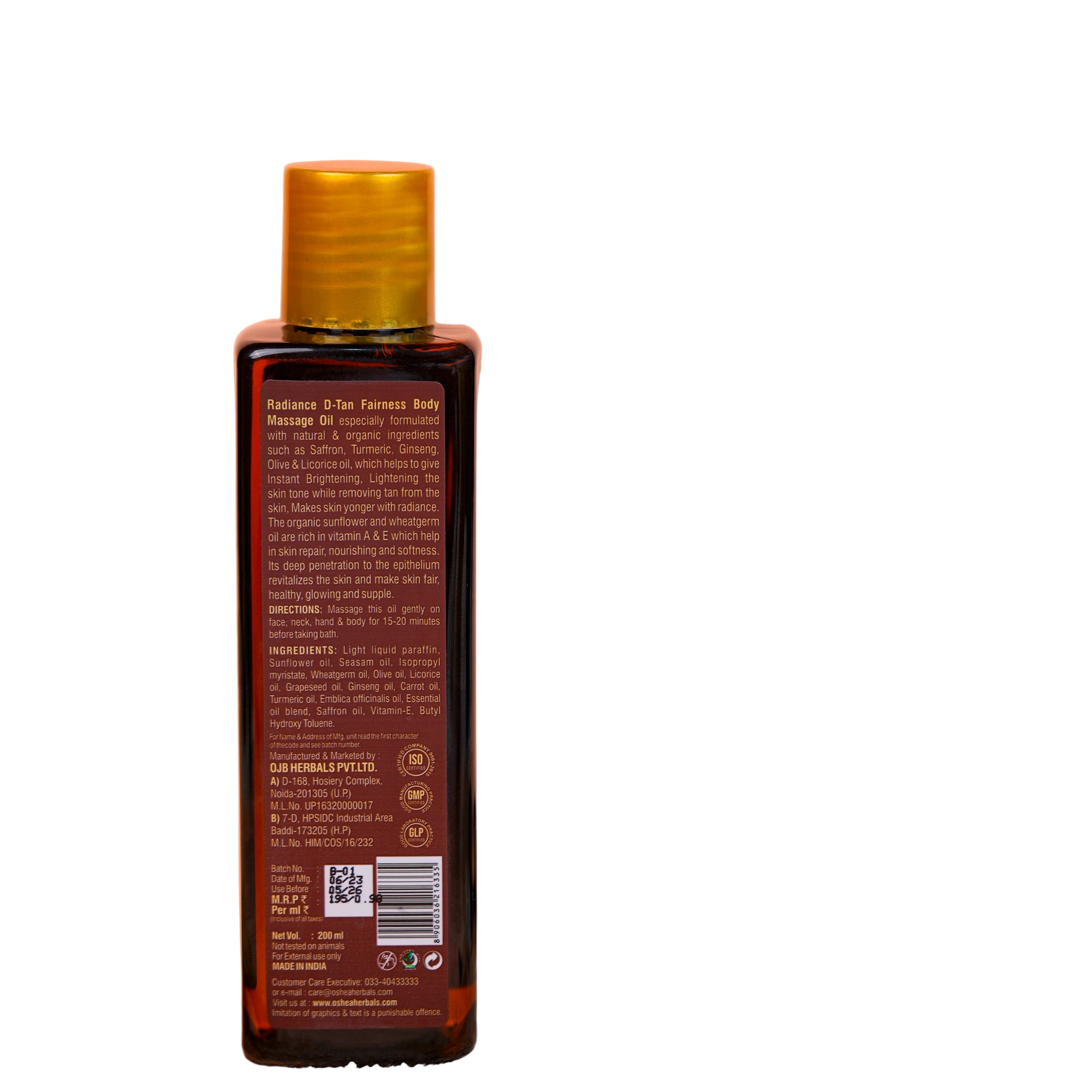 Radiance D-Tan Fairness Body Massage Oil