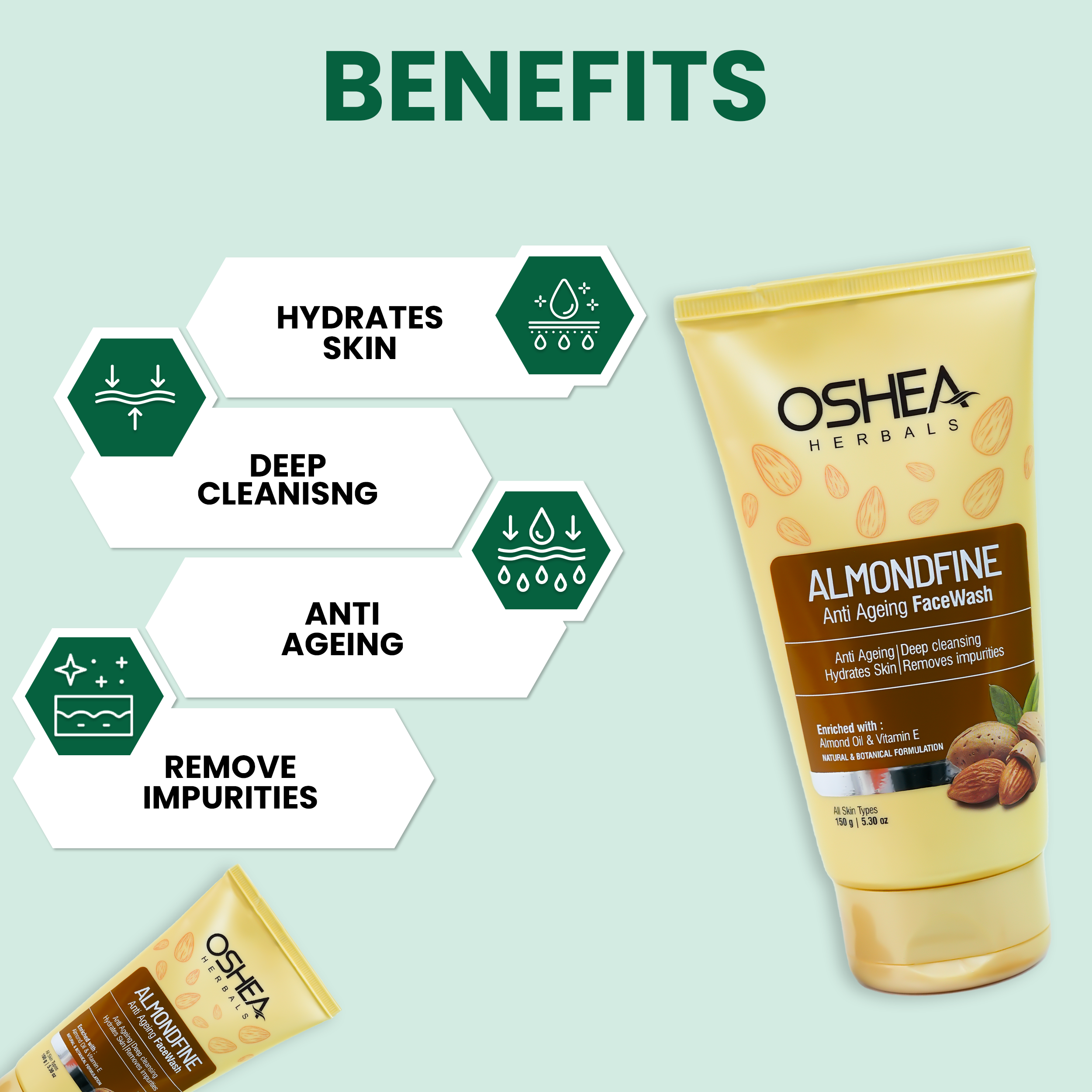 Benefits Almondfine Anti Ageing Face wash Oshea Herbals