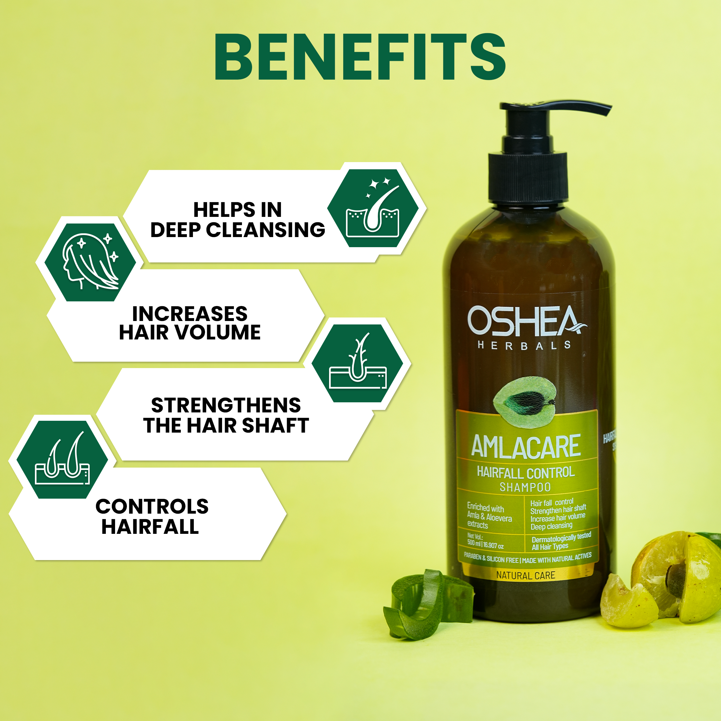 Benefits AmlaCare Hairfall control Shampoo Oshea Herbals