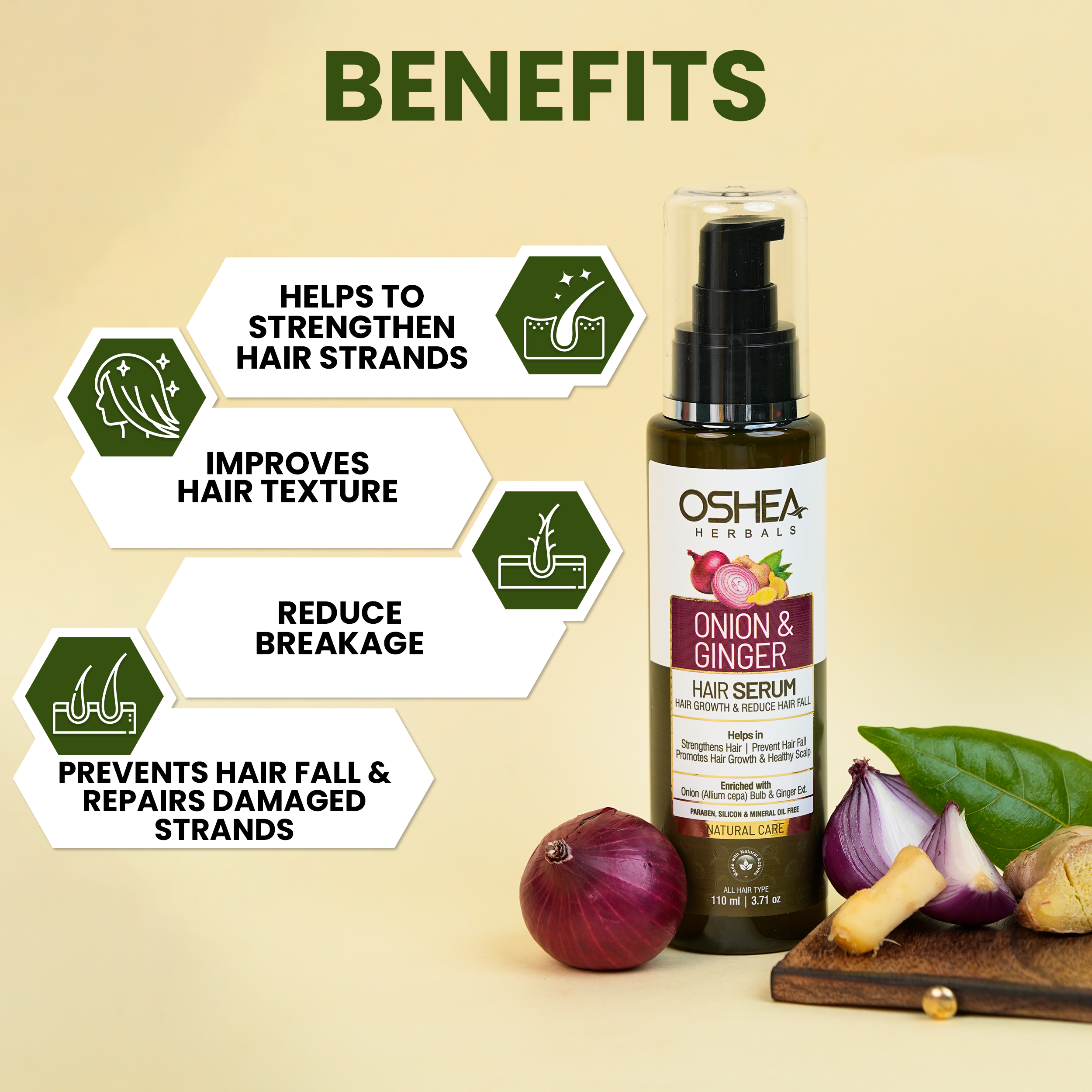 Benefits Onion And Ginger Hair Serum Oshea Herbals
