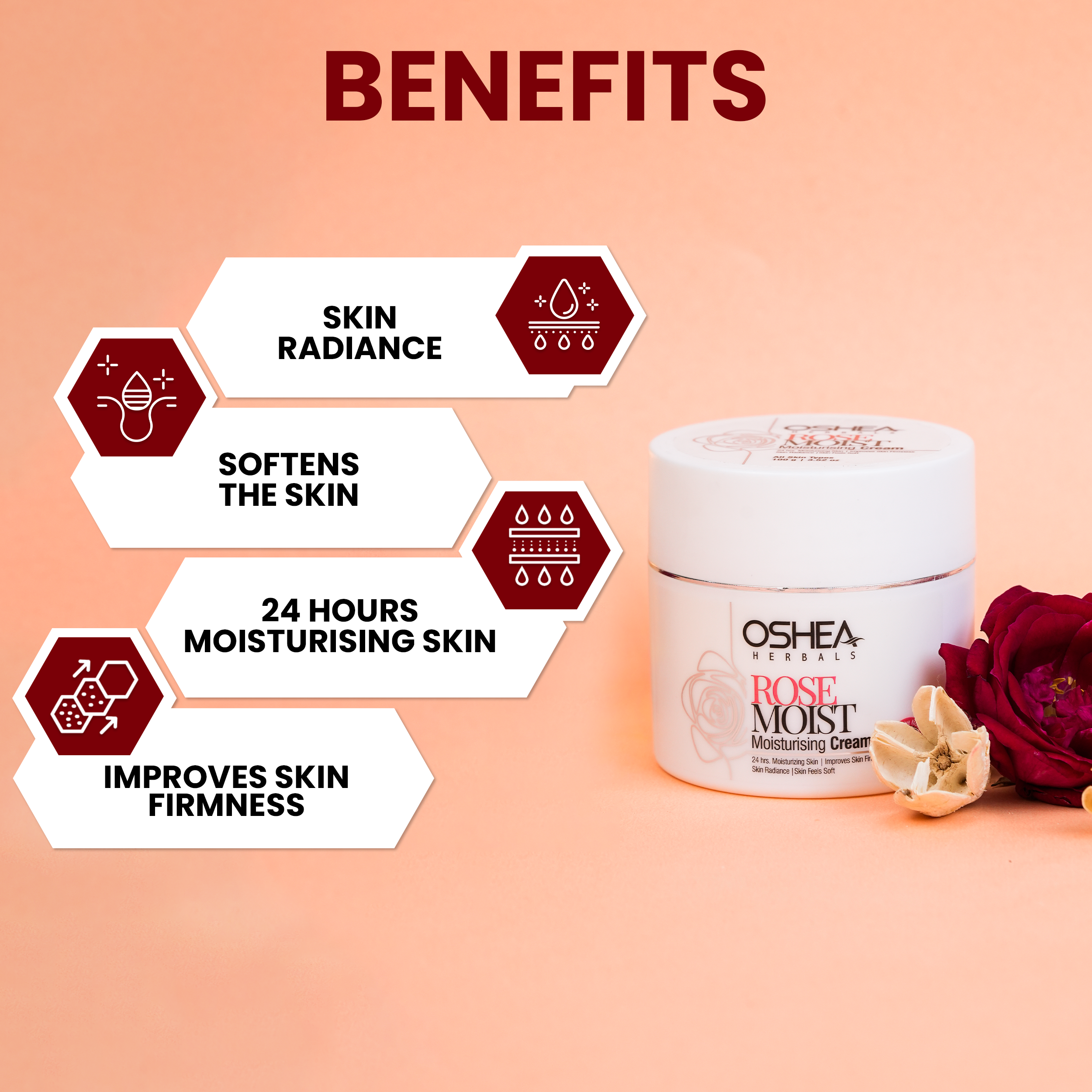 Benefits of Rose Moist Moisturising Cream Oshea Herbals