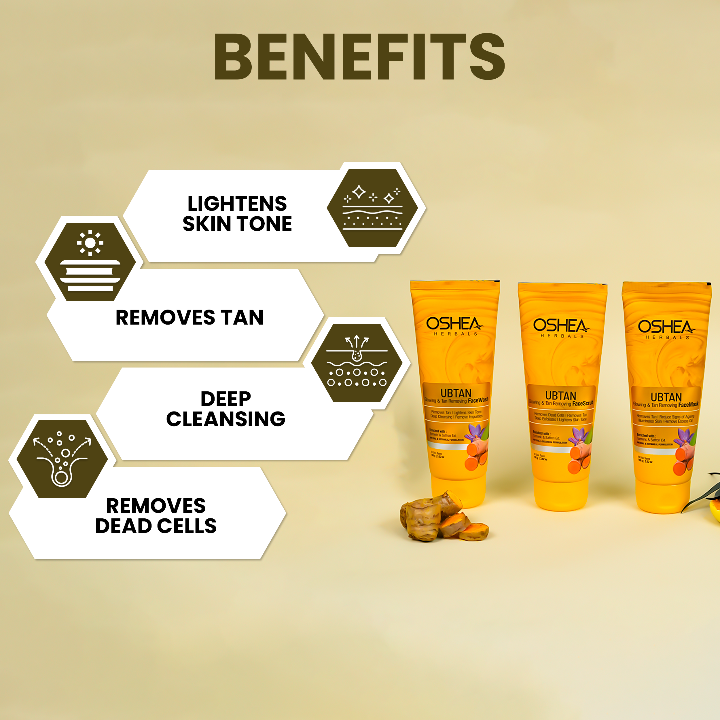  Benefits Ubtan Glowing and Tan Removing Combo Oshea Herbals