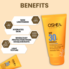 Benefits UvShield Sun Block Cream SPF30PA Oshea Herbals