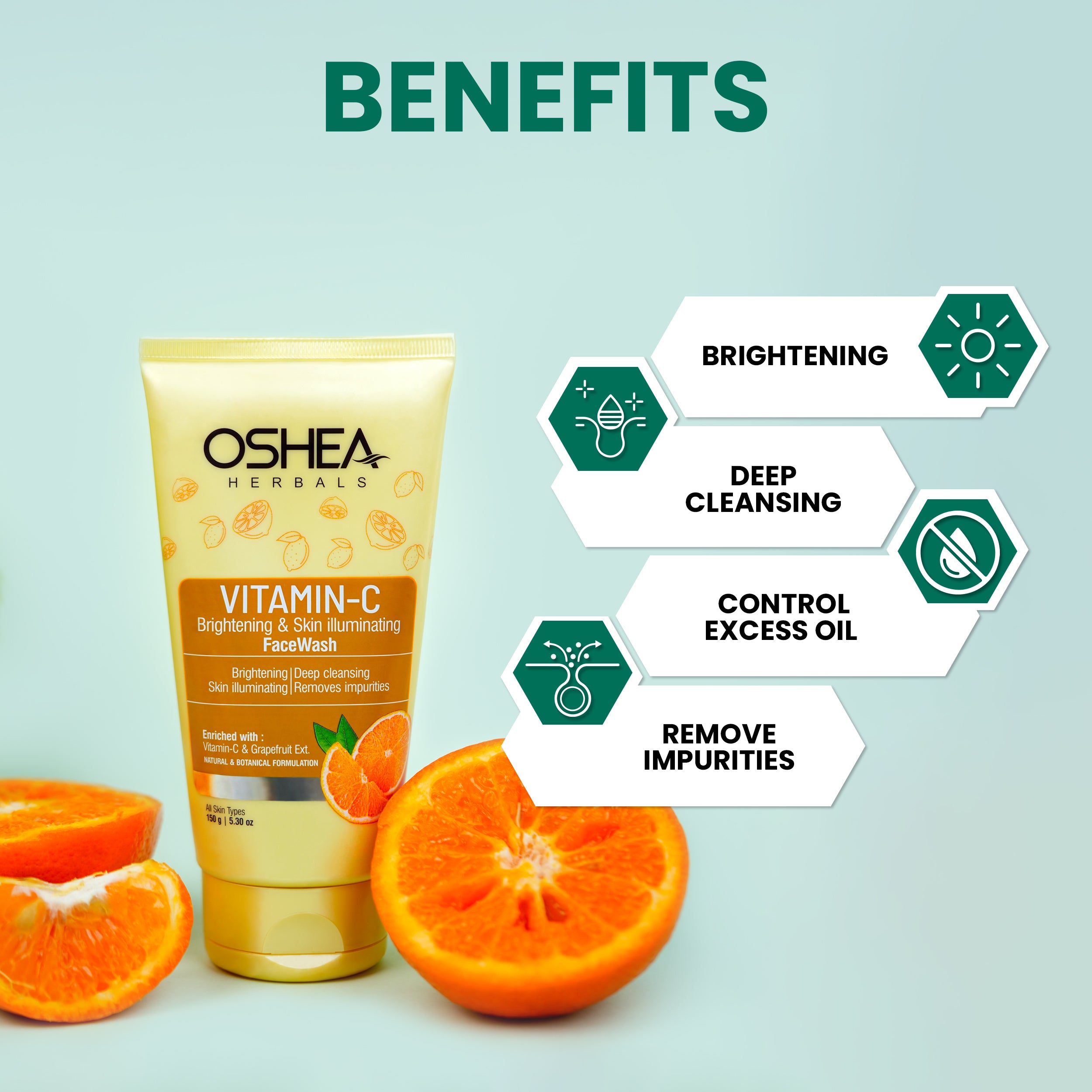Benefits Vitamin C Brightening_Skin Illuminating Face wash Oshea Herbals