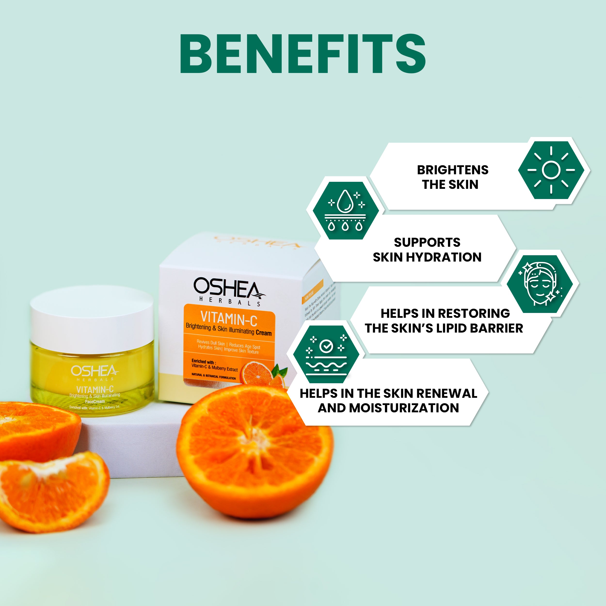 BenefitsVitamin C brightening and skin illuminating Cream Oshea Herbals
