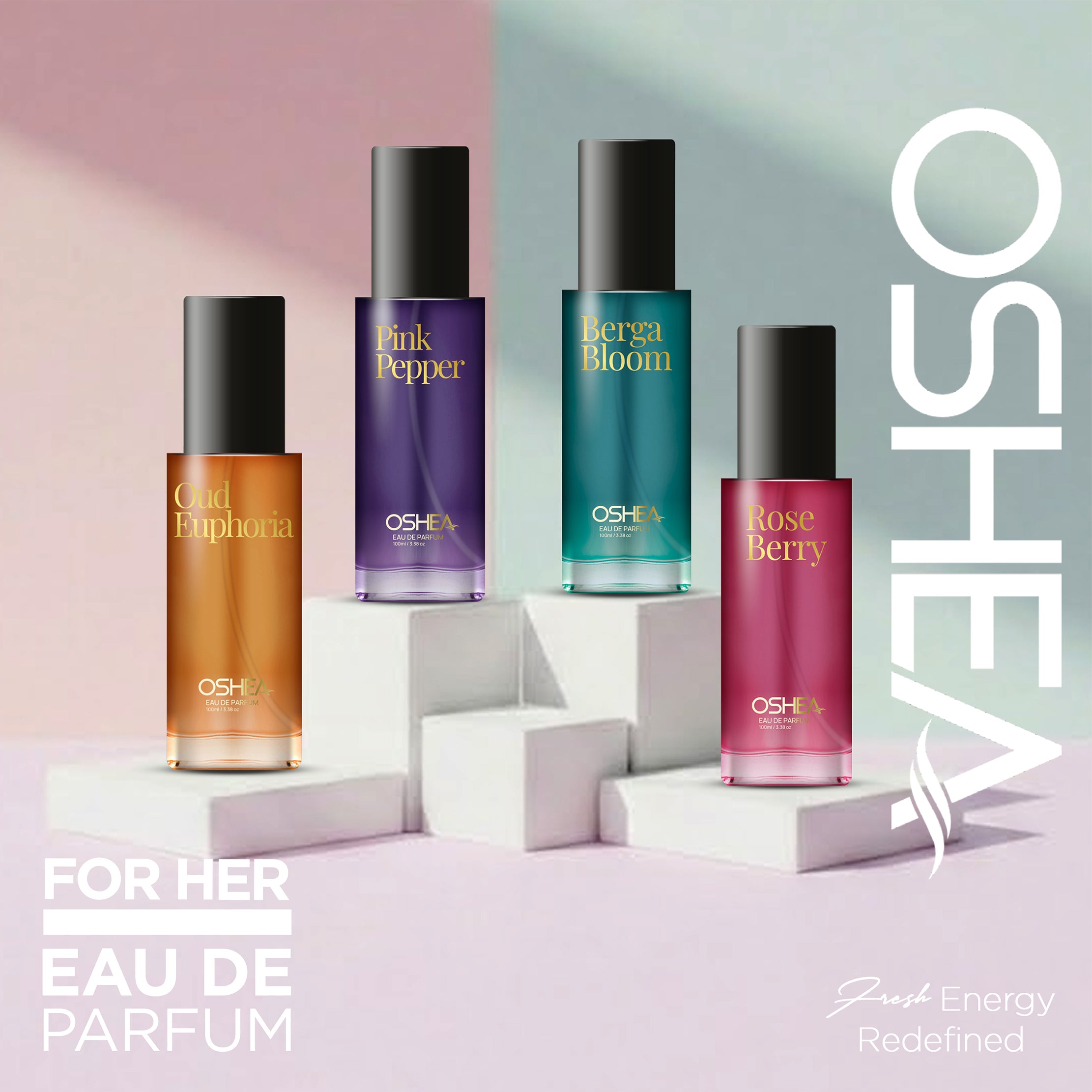 Oshea EAU DE PERFUME COMBO PACK - WOMEN 20MLX4 (Pink Pepper/Berga Bloom/Oud Euphoria/Rose Berry)