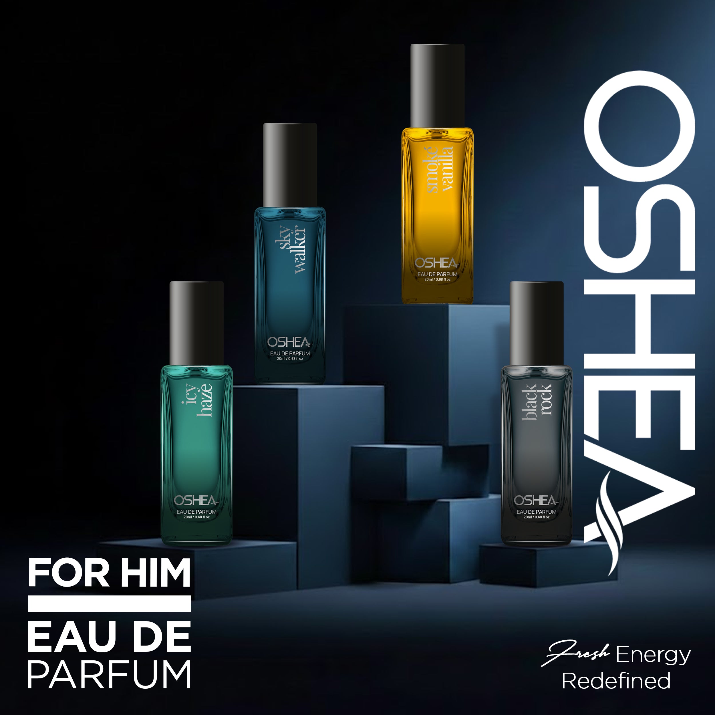 Oshea EAU DE PERFUME COMBO PACK - MEN 20MLX4 (Icy Haze/Smoke Vanilla/Sky Walker/Black Rock)