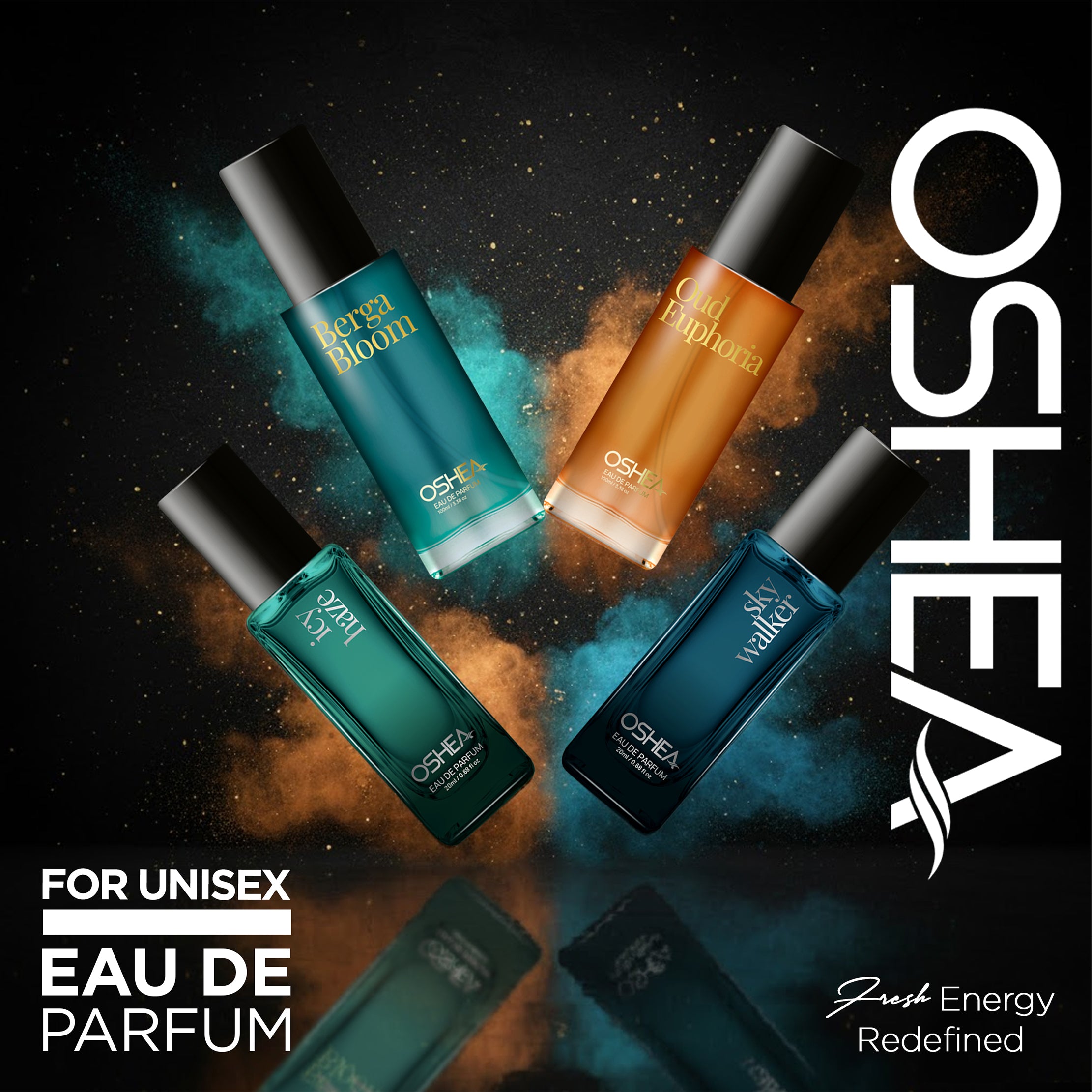 Oshea EAU DE PERFUME COMBO PACK - UNISEX 20MLX4 (Berga Bloom/Oud Euphoria/Icy Haze/Sky Walker)