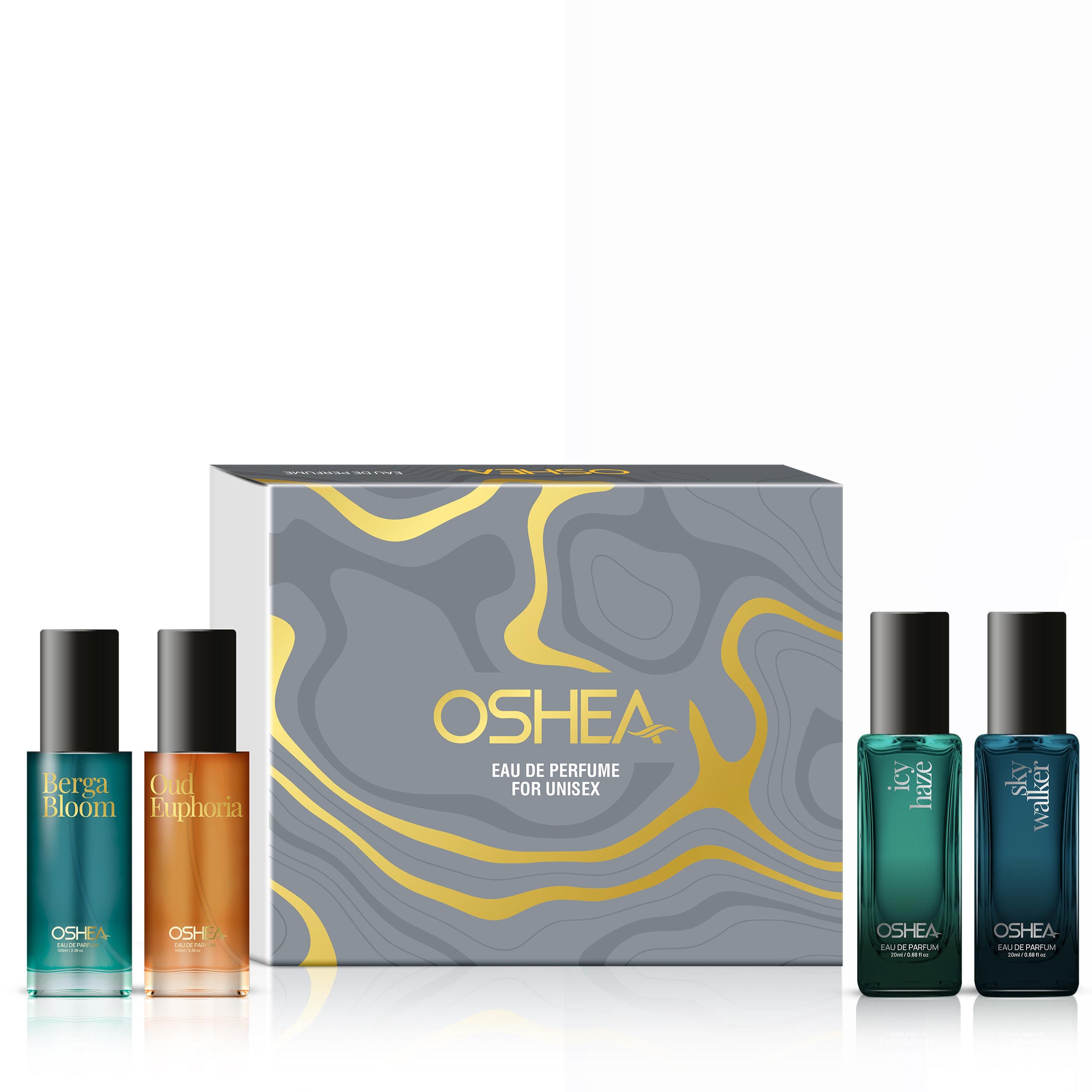 Oshea EAU DE PERFUME COMBO PACK - UNISEX 20MLX4 (Berga Bloom/Oud Euphoria/Icy Haze/Sky Walker)