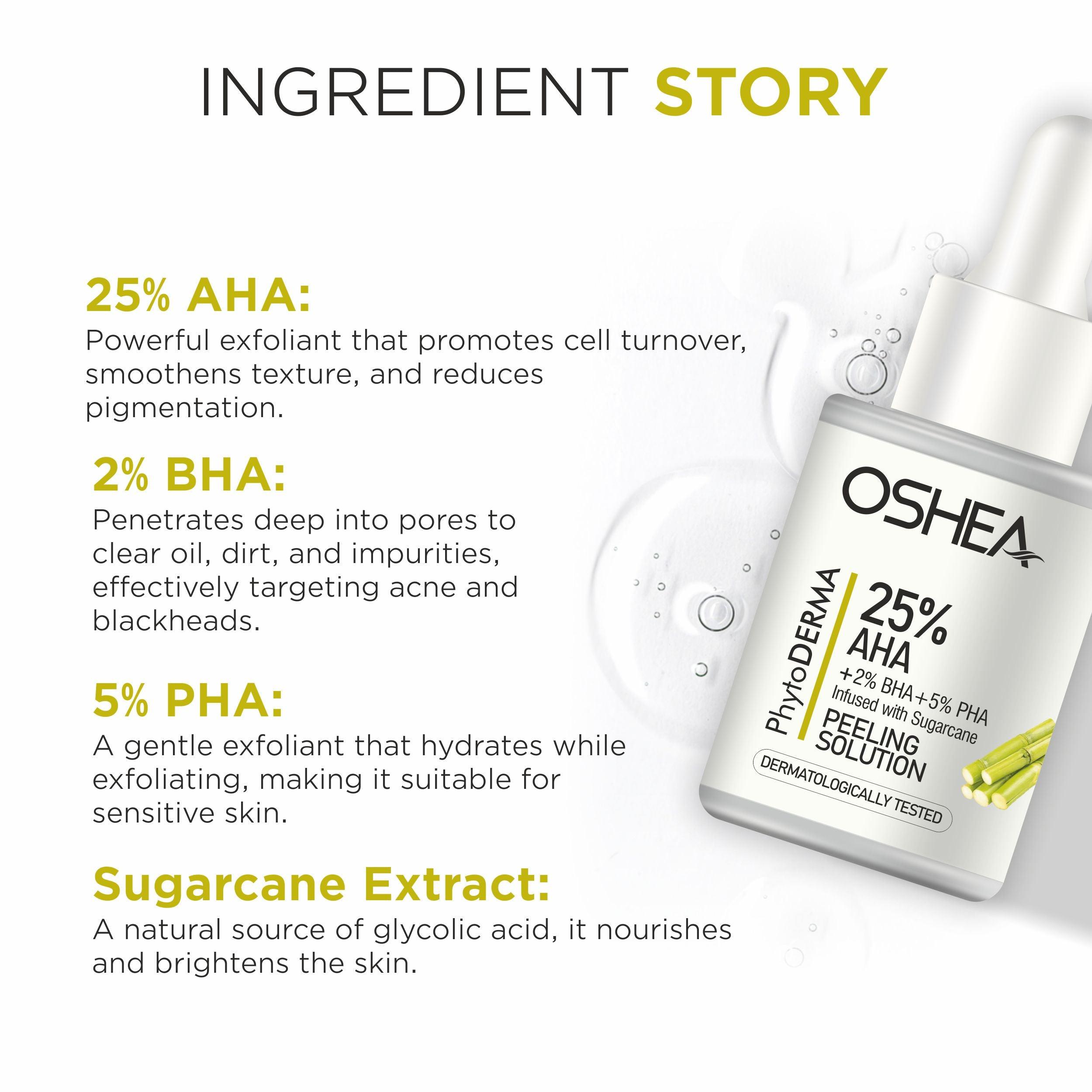 Face Peeling Solution - 25% AHA + 2% BHA + 5% PHA infused with sugarcane