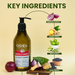 Key Ingredients Onion And Ginger Hair Growth Shampoo Oshea Herbals