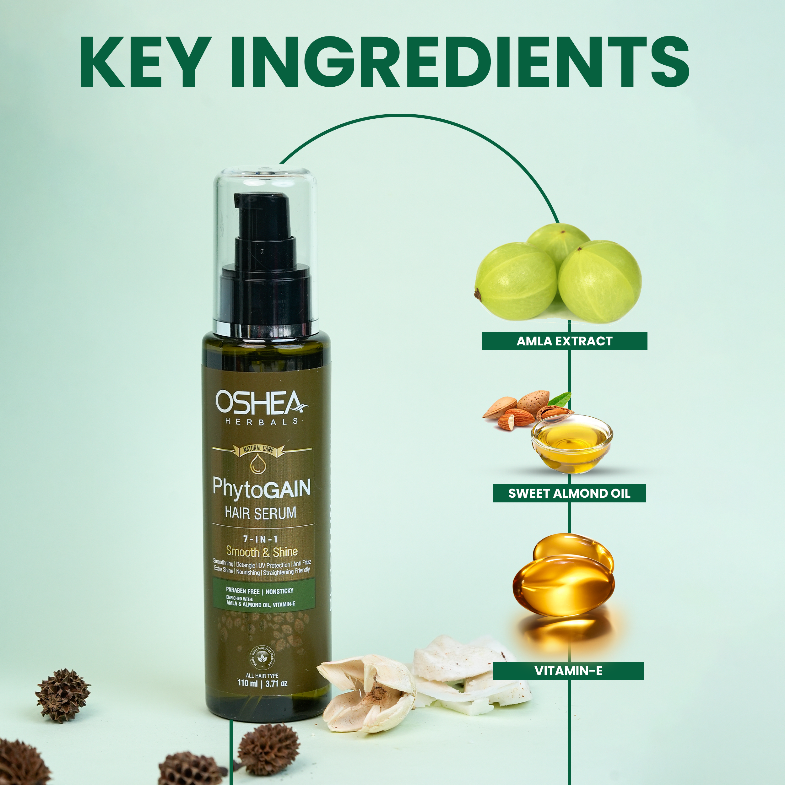 Key Ingredients Phytogain Hair Serum 7-in-1 Smooth Shine Oshea Herbals