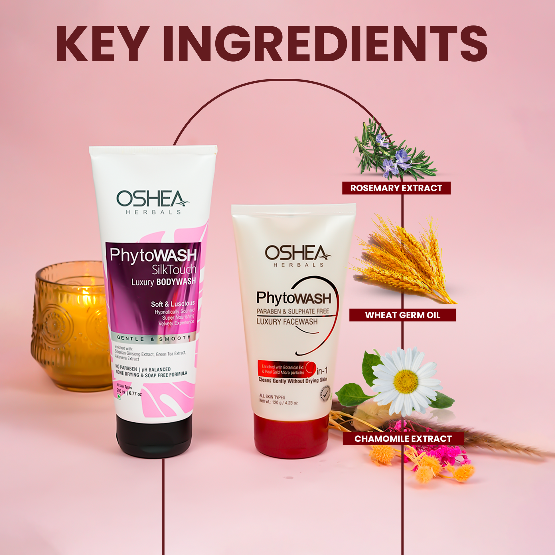 Key Ingredients Phytowash Luxury Face wash Phytowash Silk Touch Luxury Body wash Oshea Herbals