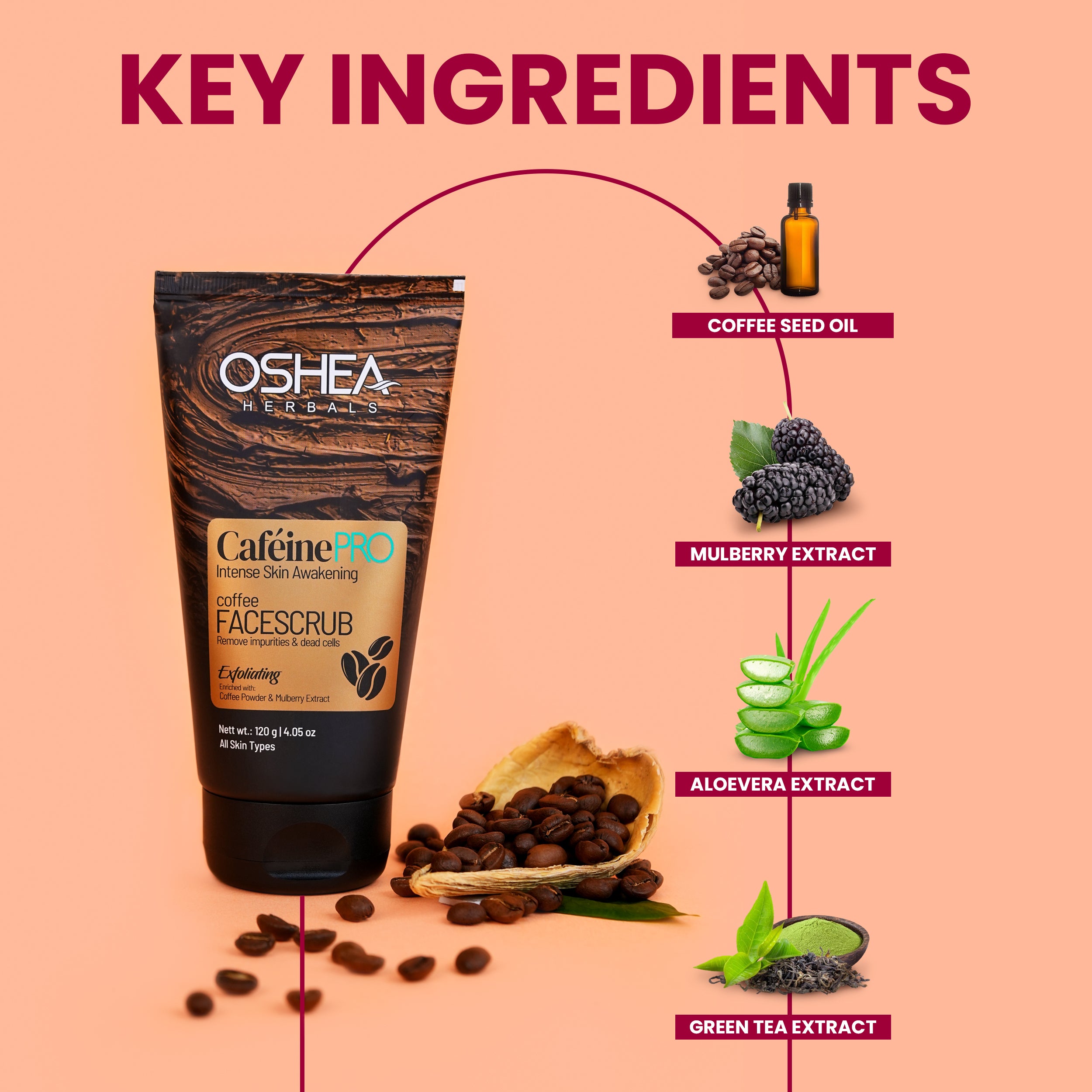 Key ingredients Cafeine-Pro Face Scrub Oshea Herbals