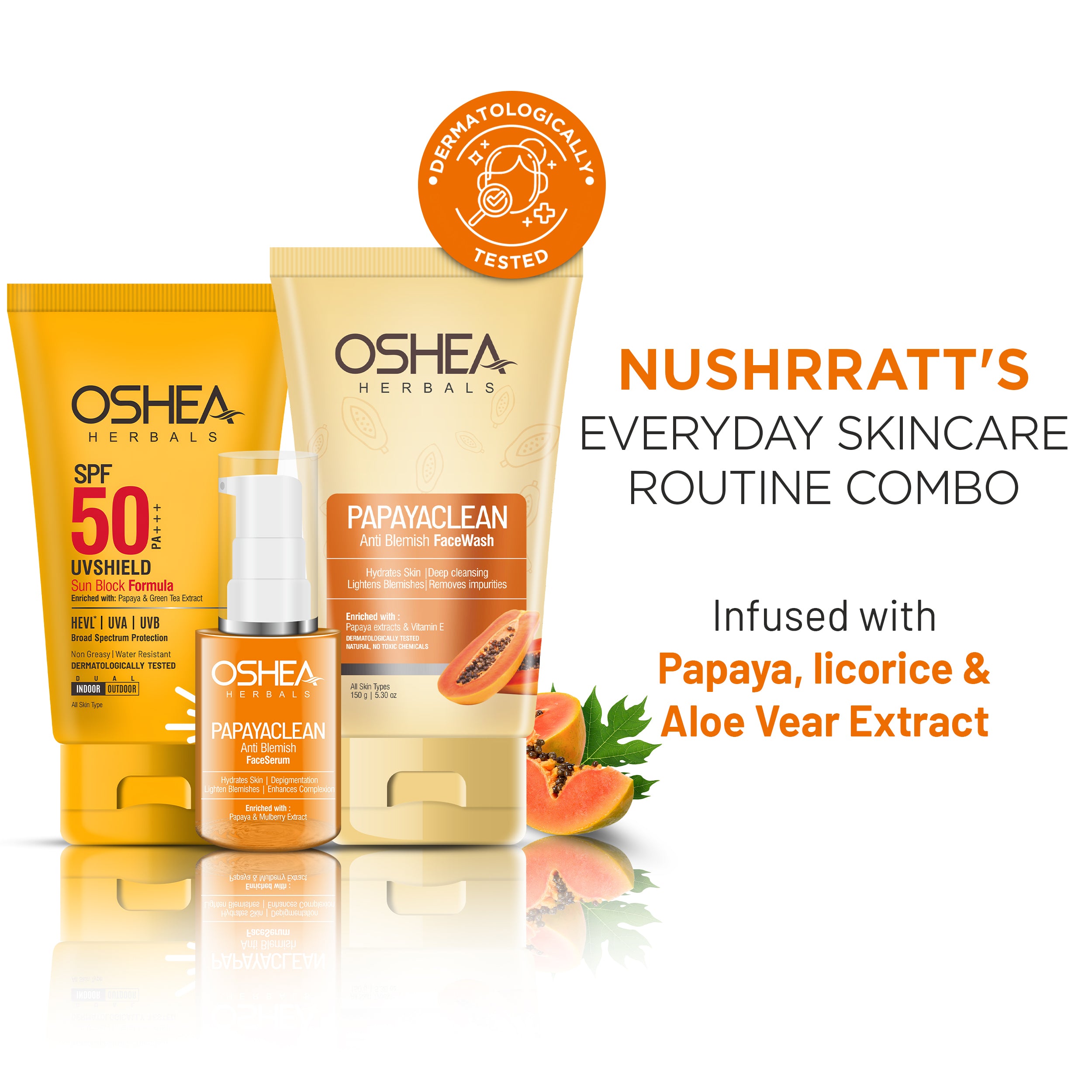 Nushrratt's Everyday Skincare Routine Combo - Cleanse, Treat & Protect (3-Step Daily Routine)