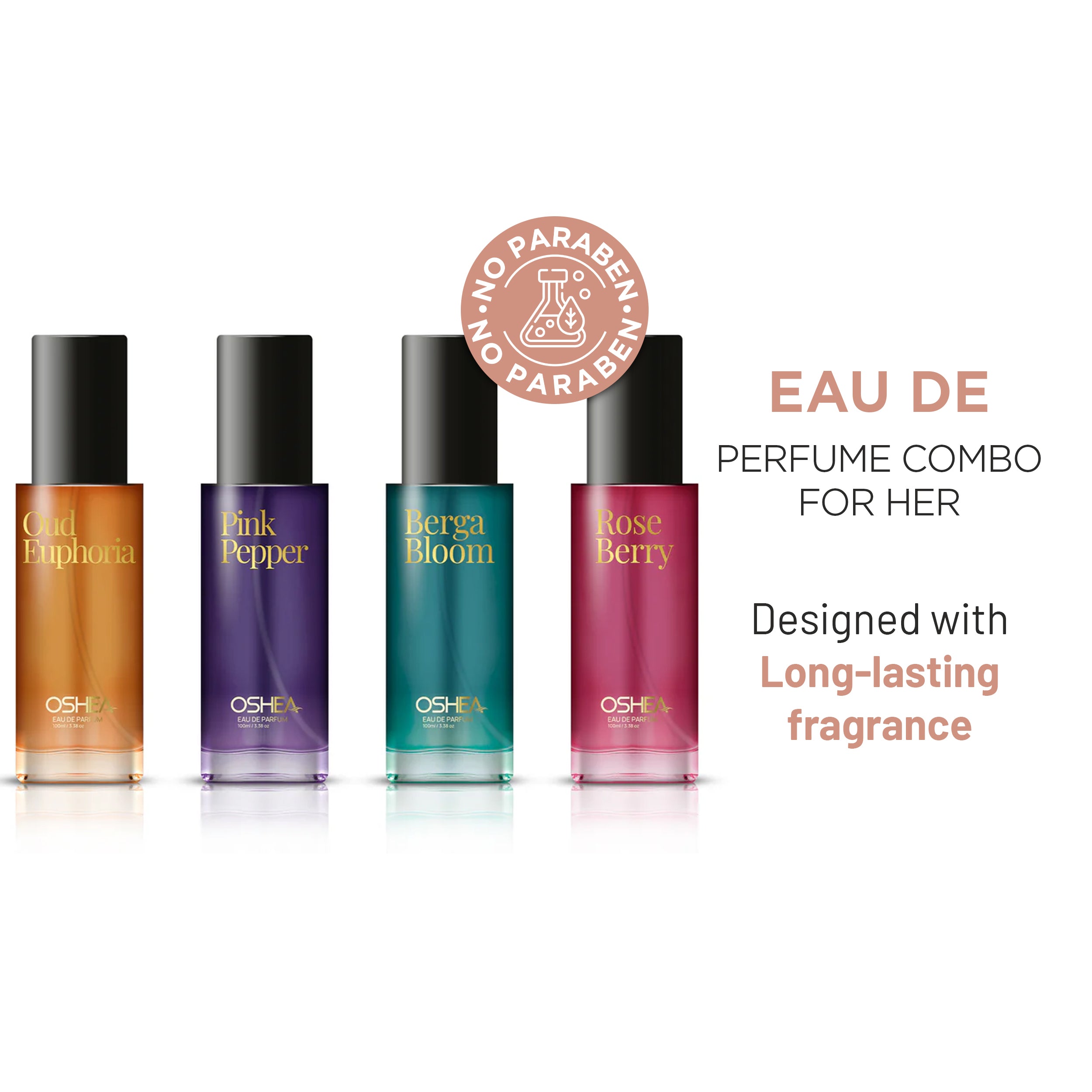 Oshea EAU DE PERFUME COMBO PACK - WOMEN 20MLX4 (Pink Pepper/Berga Bloom/Oud Euphoria/Rose Berry)