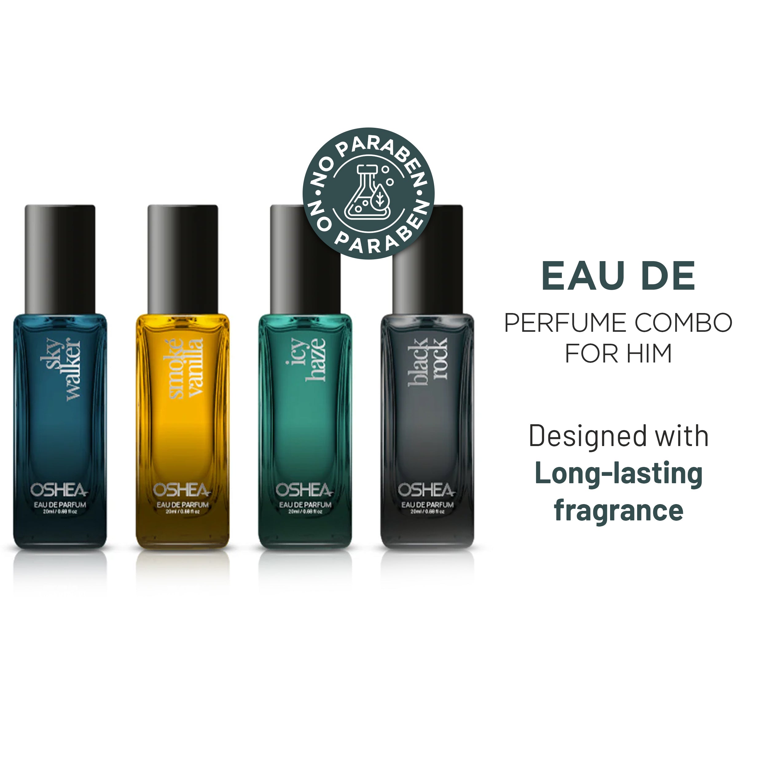 Oshea EAU DE PERFUME COMBO PACK - MEN 20MLX4 (Icy Haze/Smoke Vanilla/Sky Walker/Black Rock)