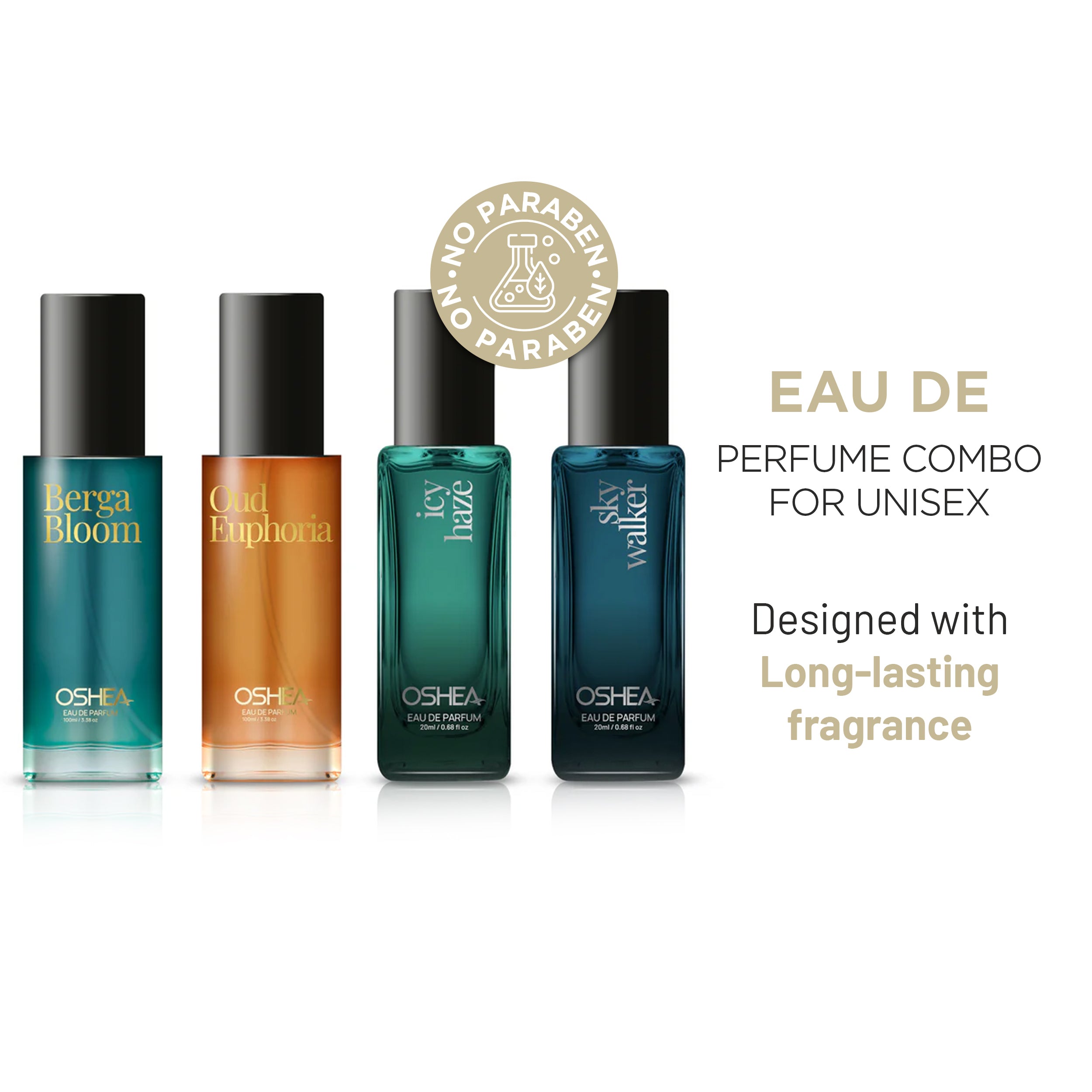 Oshea EAU DE PERFUME COMBO PACK - UNISEX 20MLX4 (Berga Bloom/Oud Euphoria/Icy Haze/Sky Walker)