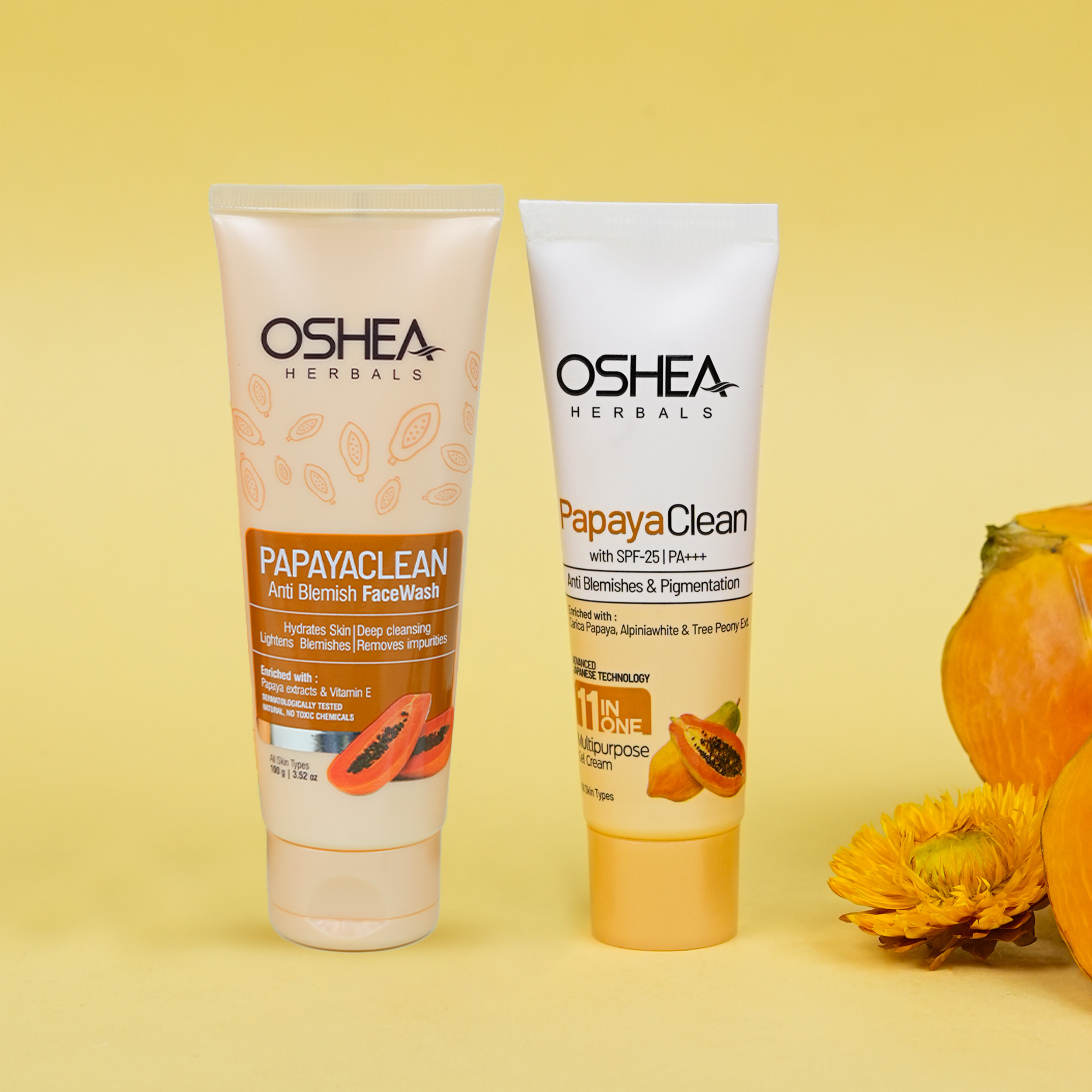  Papaya clean Anti Blemish Face wash Papaya Clean11In One Gel Cream With SPF-25PA Combo Oshea Herbals