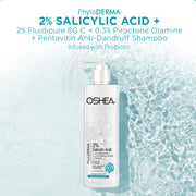 Anti - Dandruff Shampoo - 2% Salicylic Acid + 2% Fluidipure 8G C + 0.3% Piroctone Olamine + Pentavitin Infused with Probiotic