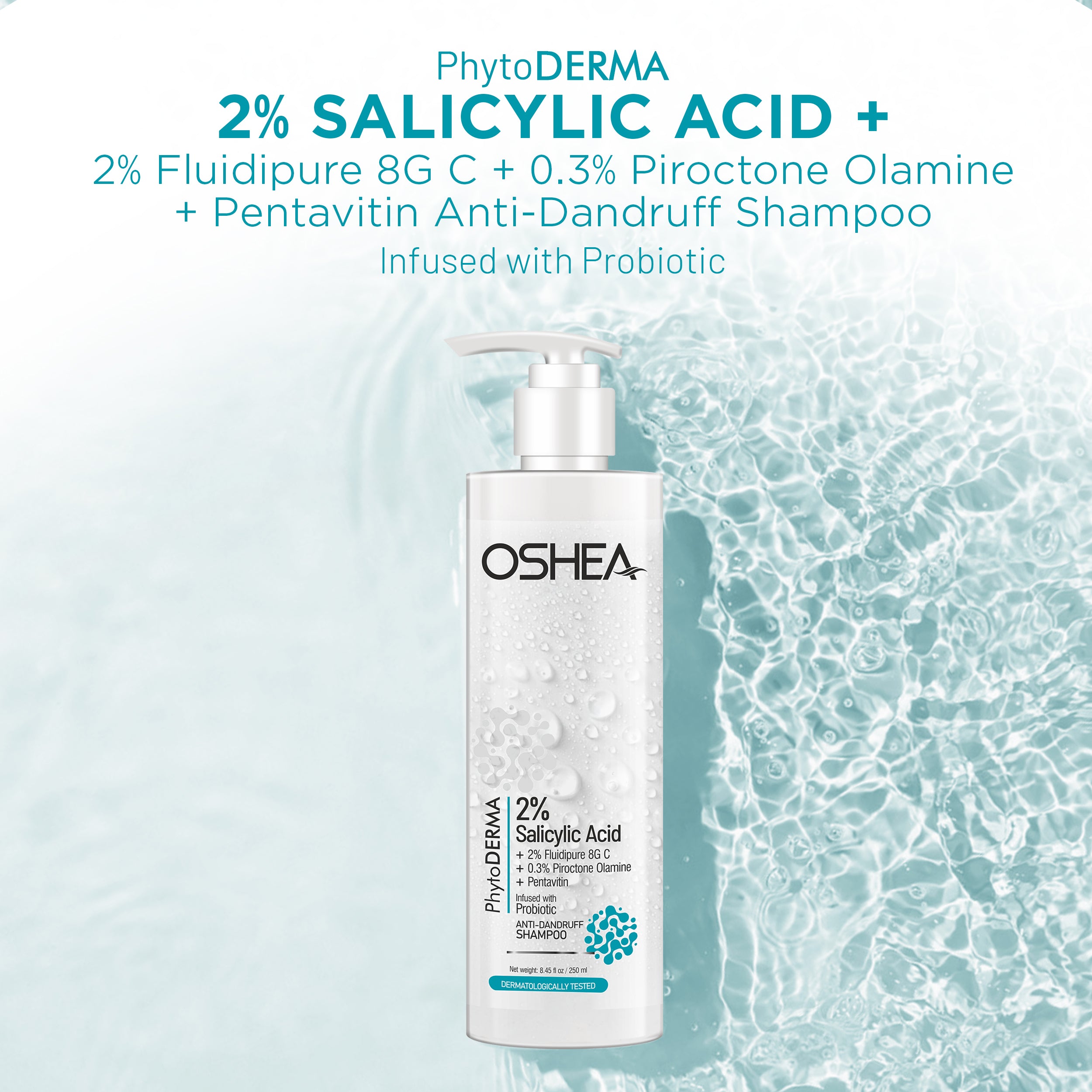 Anti - Dandruff Shampoo - 2% Salicylic Acid + 2% Fluidipure 8G C + 0.3% Piroctone Olamine + Pentavitin Infused with Probiotic