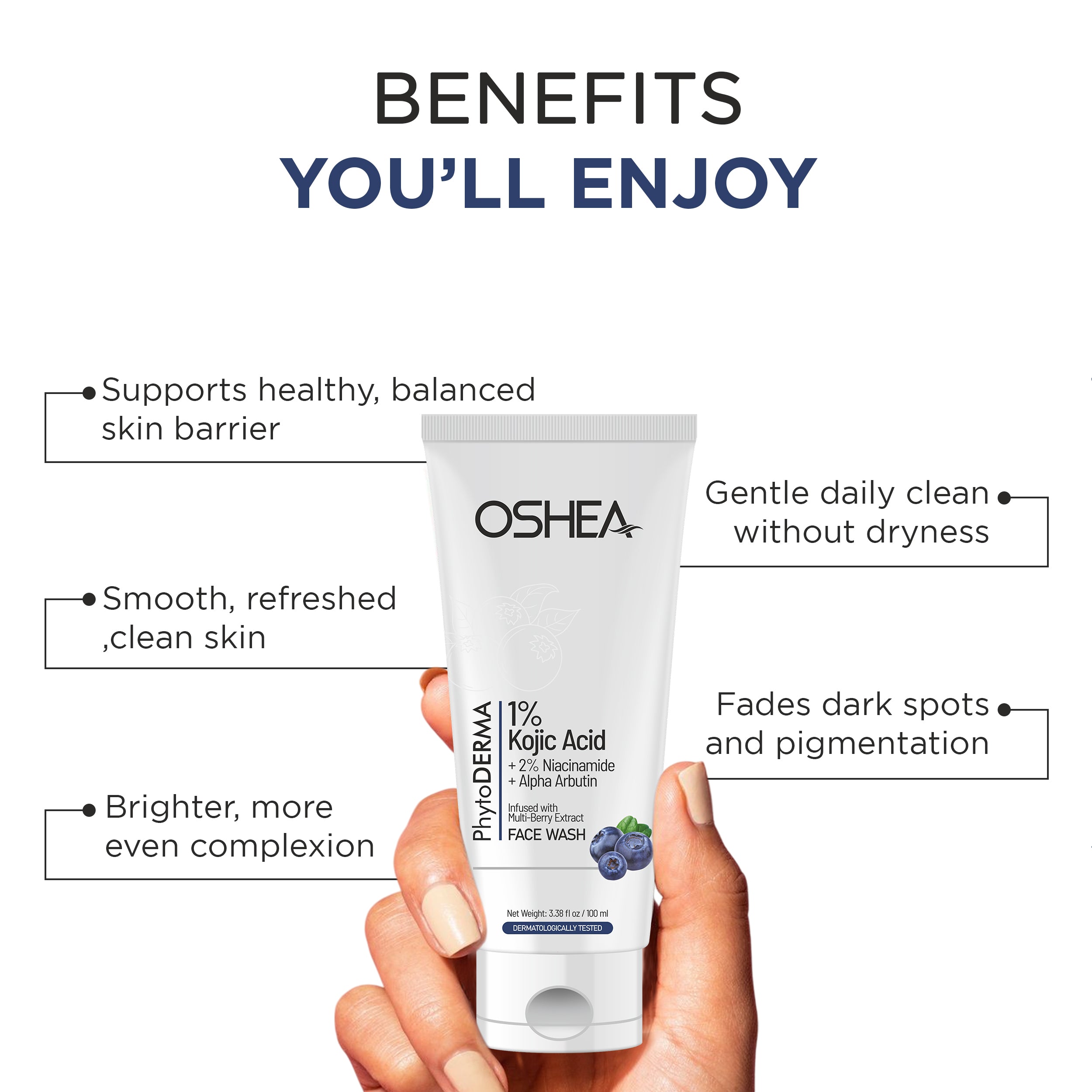 Facewash - 1% Kojic Acid + 2% Niacinamide + Alpha Arbutin infused with Multi-Berry