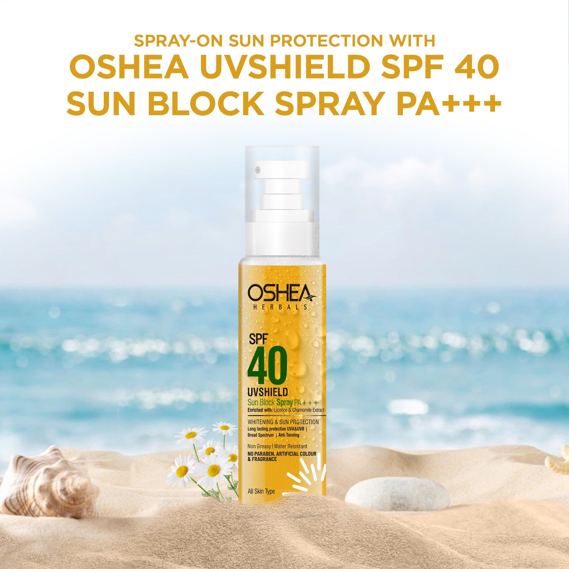 Uv Shield Sun Block Spray SPF 40 PA+++ - Oshea Herbals