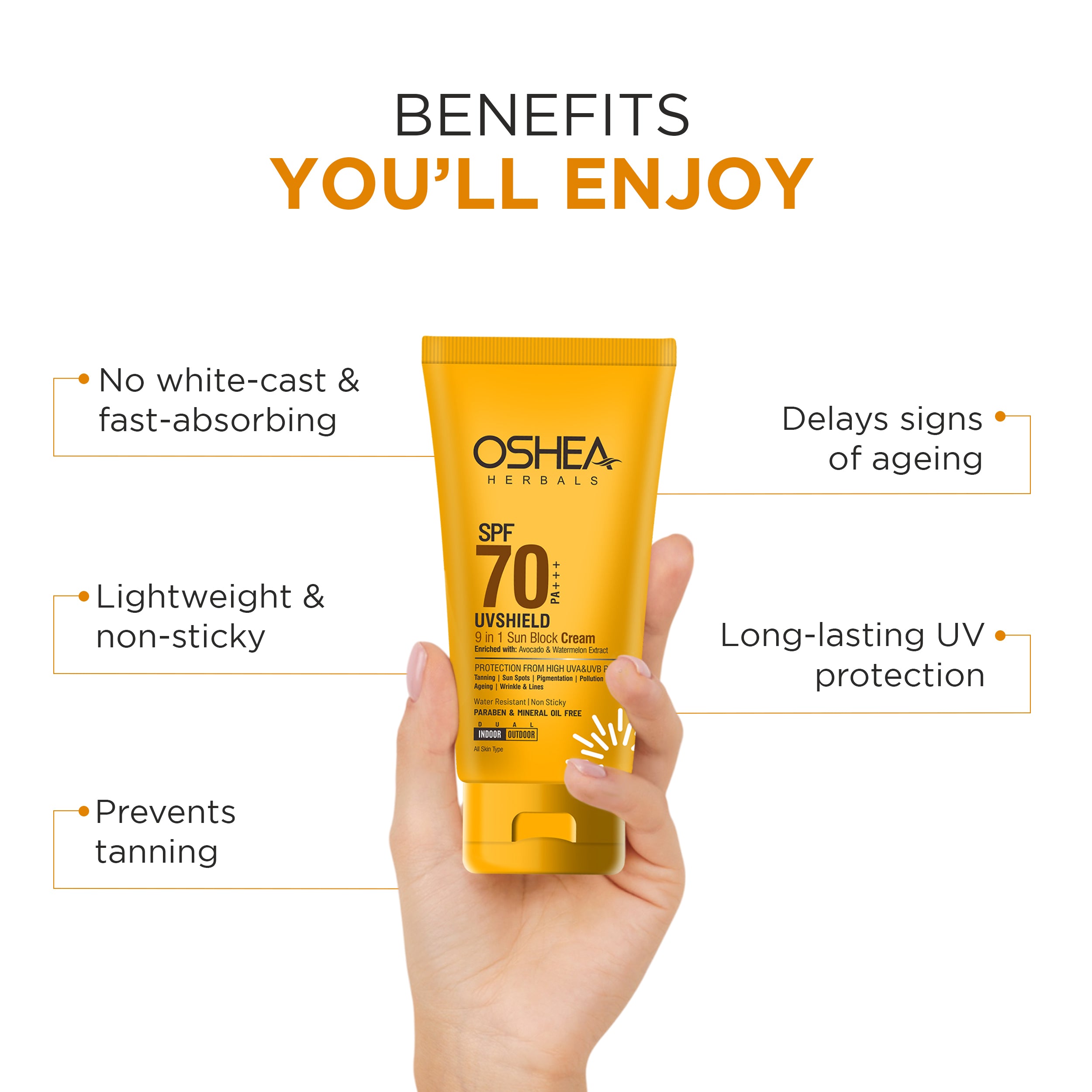 Uv Shield 9 In 1 Sun Block Cream  SPF-70 PA+++