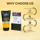 Activated Charcoal Face Wash + Charcoal Cleansing Bar Combo - Oshea Herbals