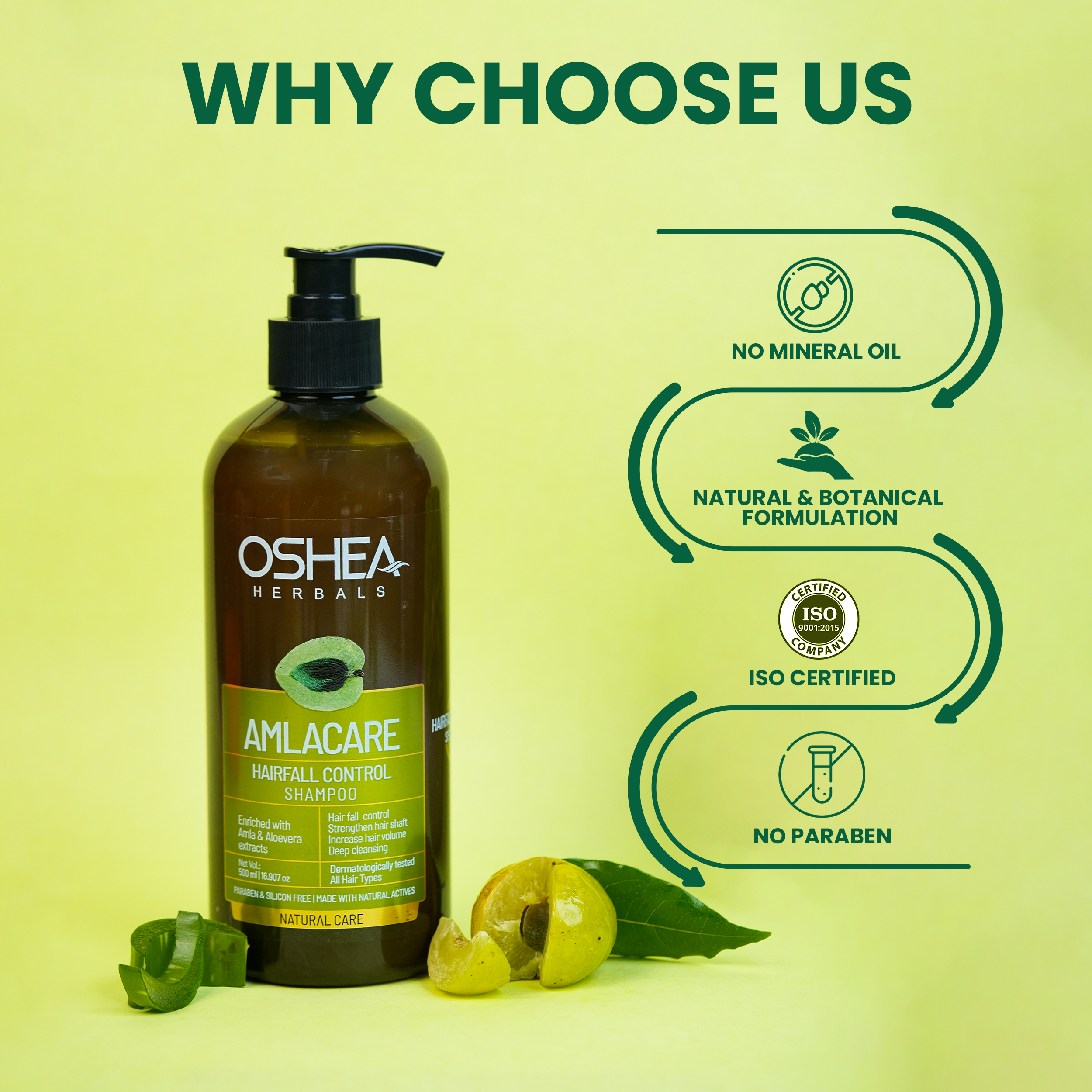 Why Choose Us AmlaCare Hairfall control Shampoo Oshea Herbals
