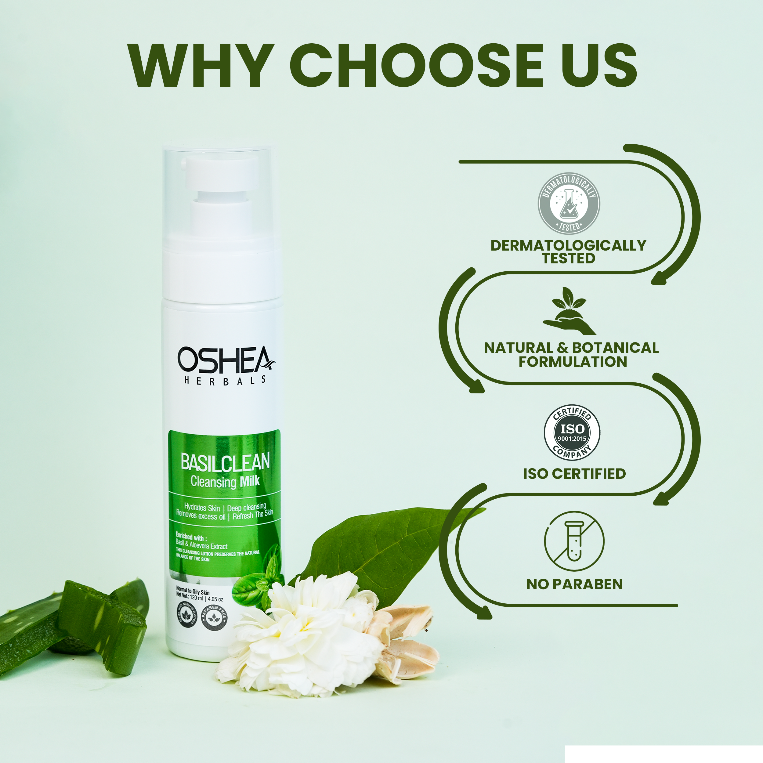  Why Choose Us Basil clean Cleansing Milk Oshea Herbals