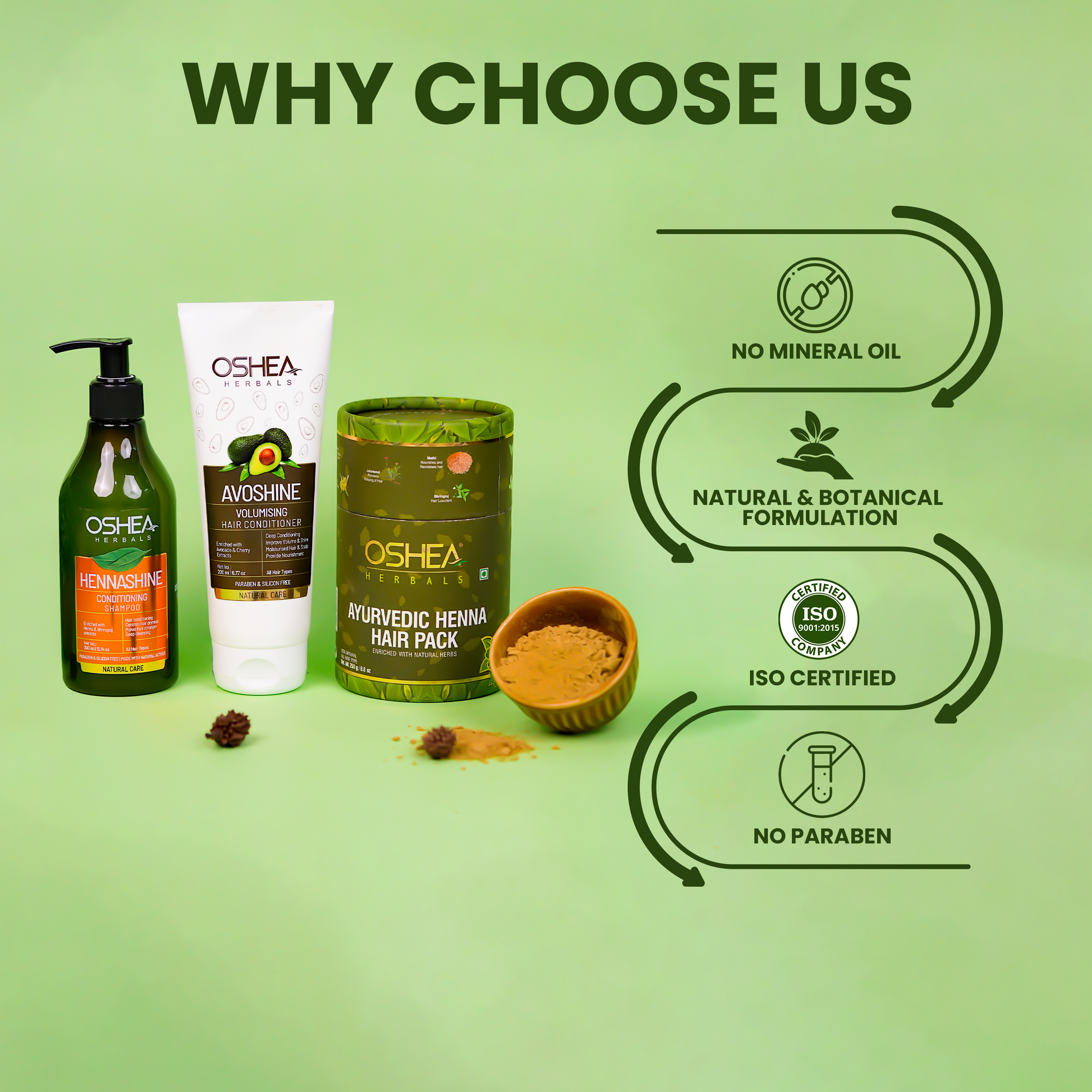 Why Choose Us Hair Essentials Combo Oshea Herbals