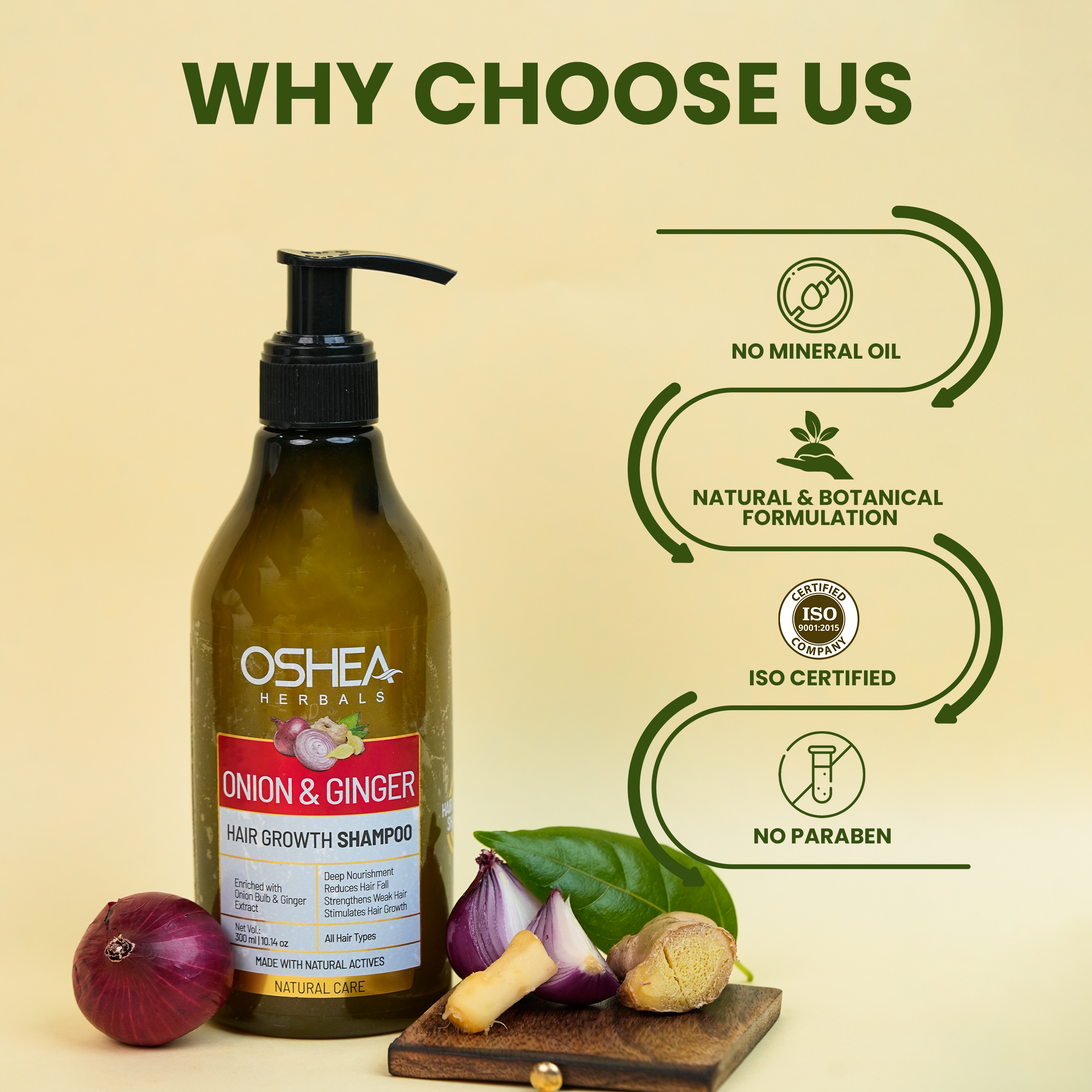 Why Choose Us Onion And Ginger Hair Growth Shampoo Oshea Herbals