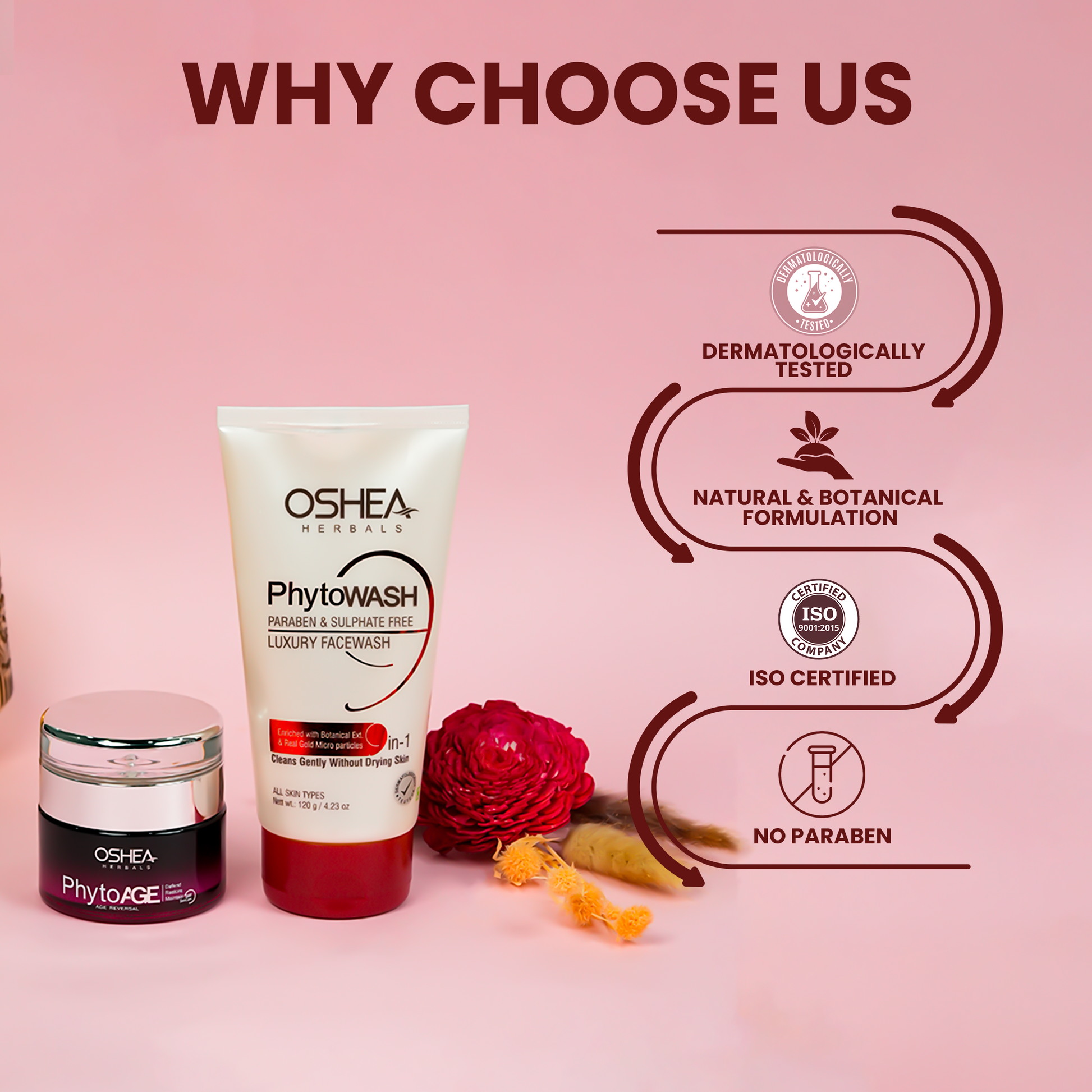 Why Choose Us Phytoage Age Reversal Cream Phytowash Luxury Face wash Combo Oshea Herbals