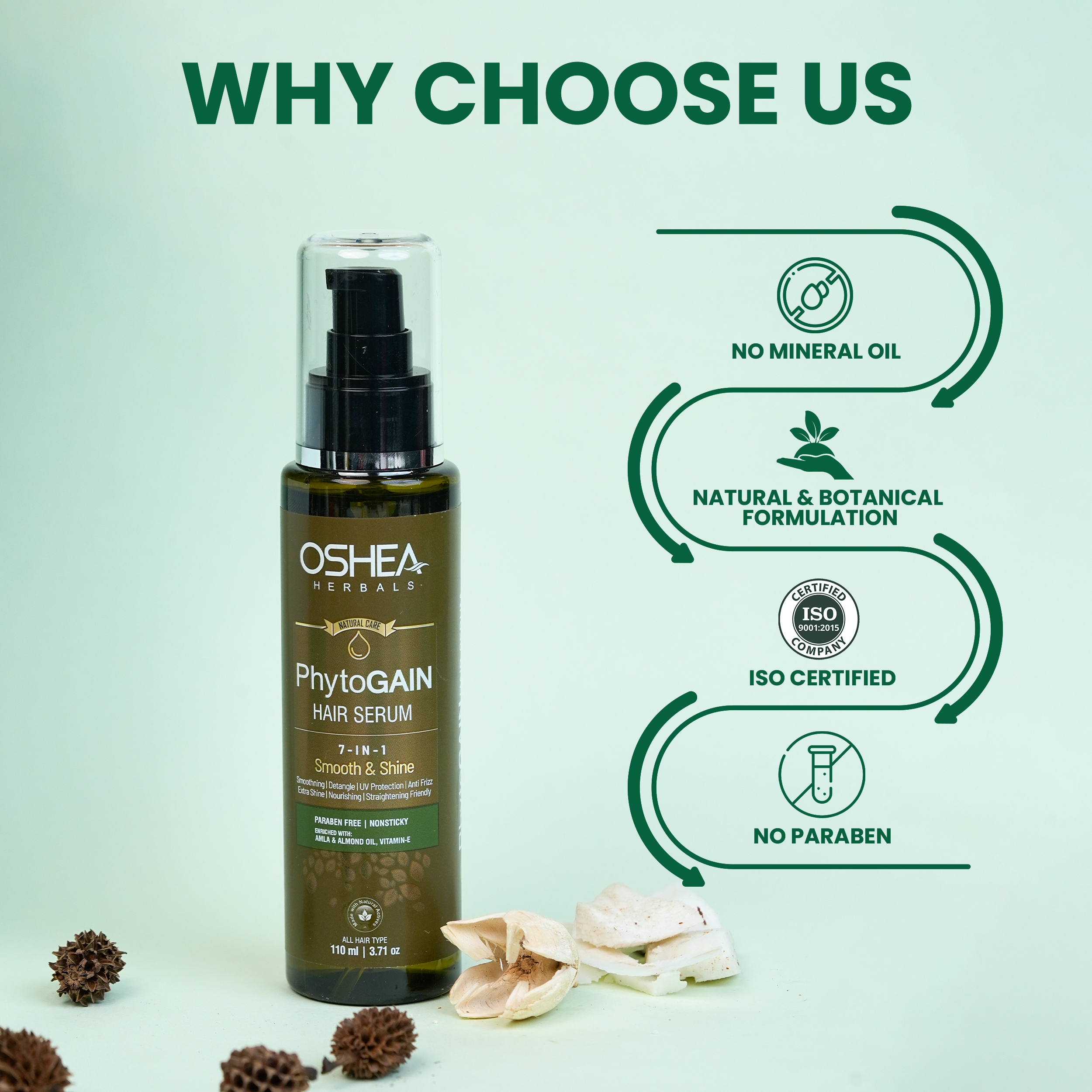 Why Choose Us Phytogain Hair Serum 7-in-1 Smooth Shine Oshea Herbals