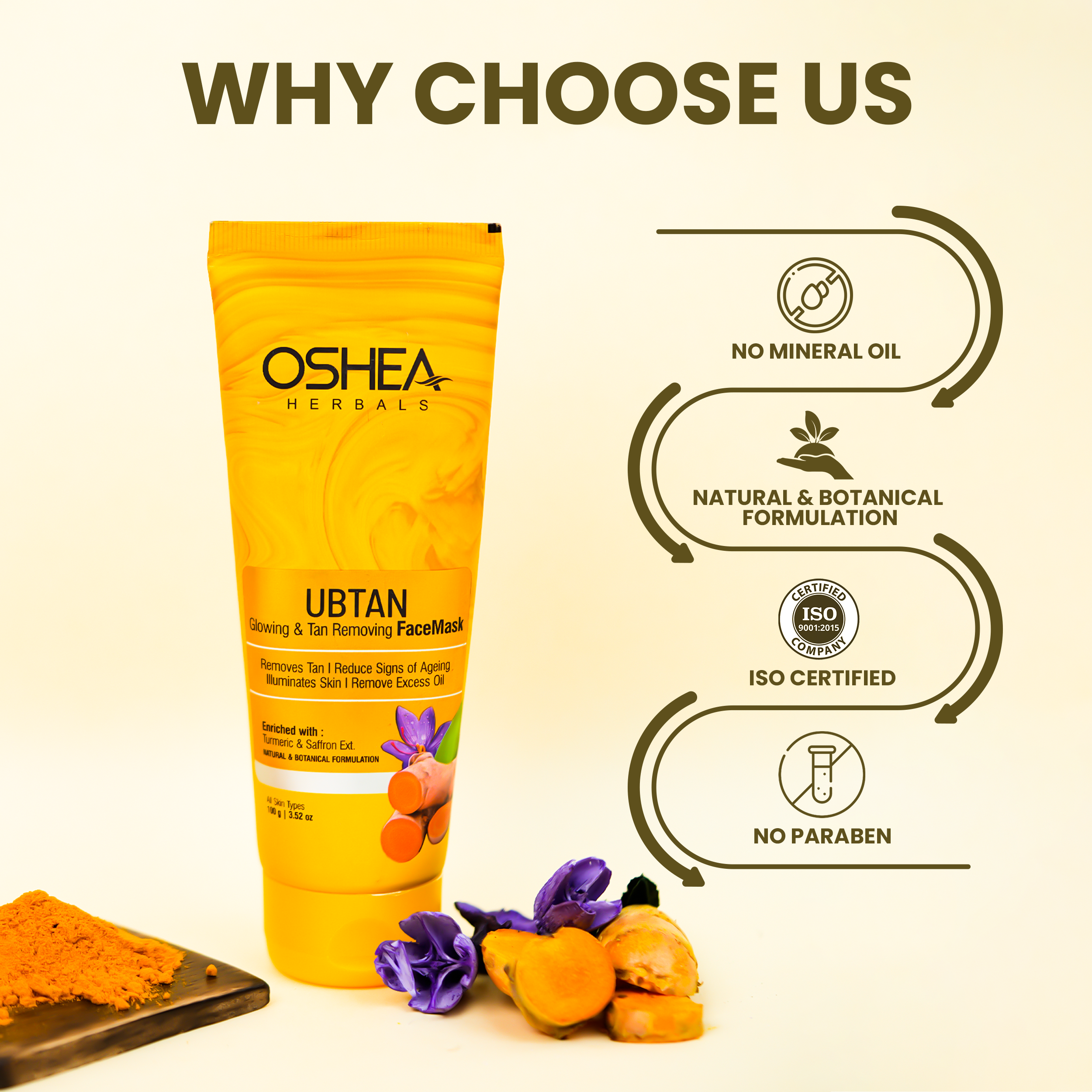 Why Choose Us Ubtan Glowing & Tan Removing Face Scrub Oshea Herbals