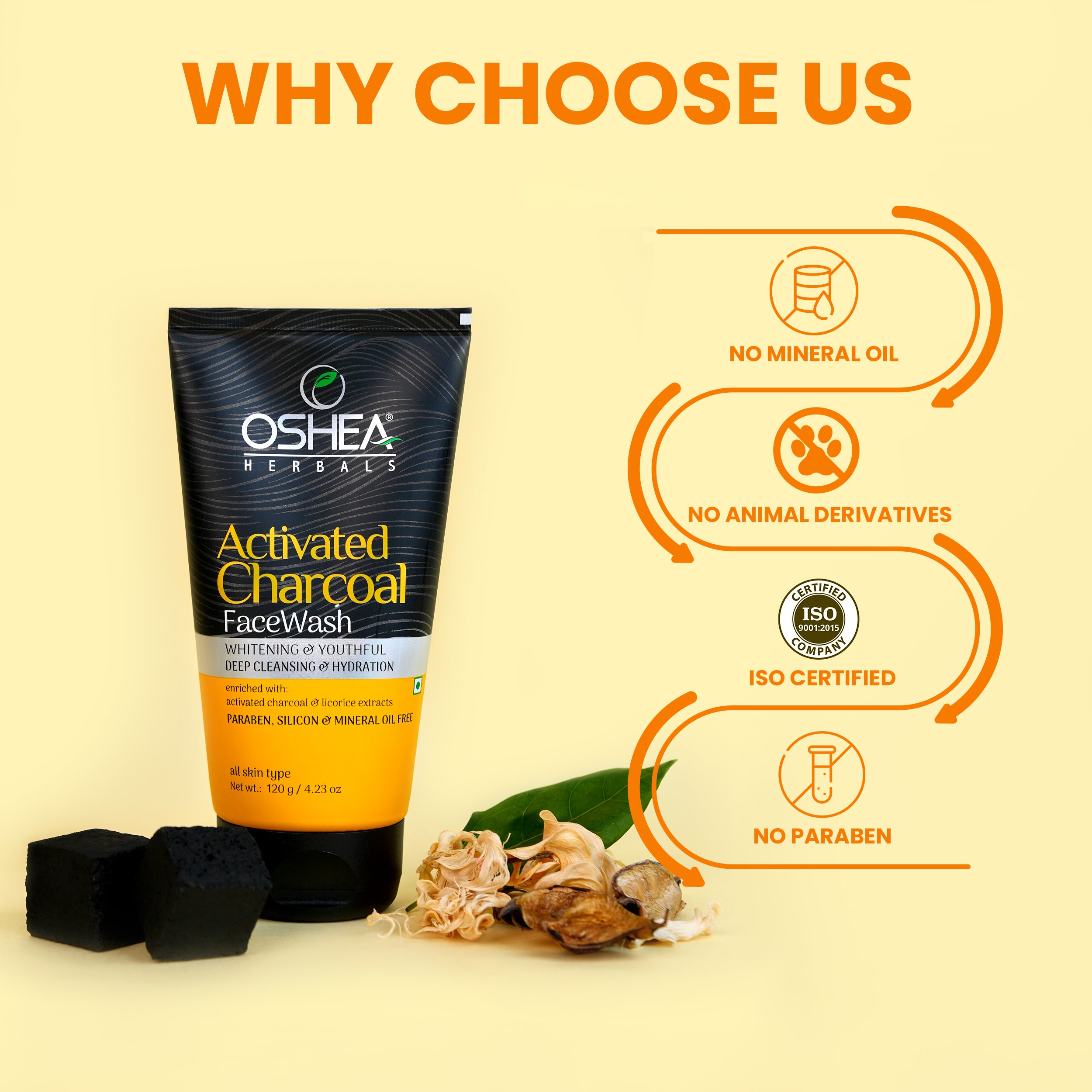 Why choose us Activated Charcoal Face wash Oshea Herbals