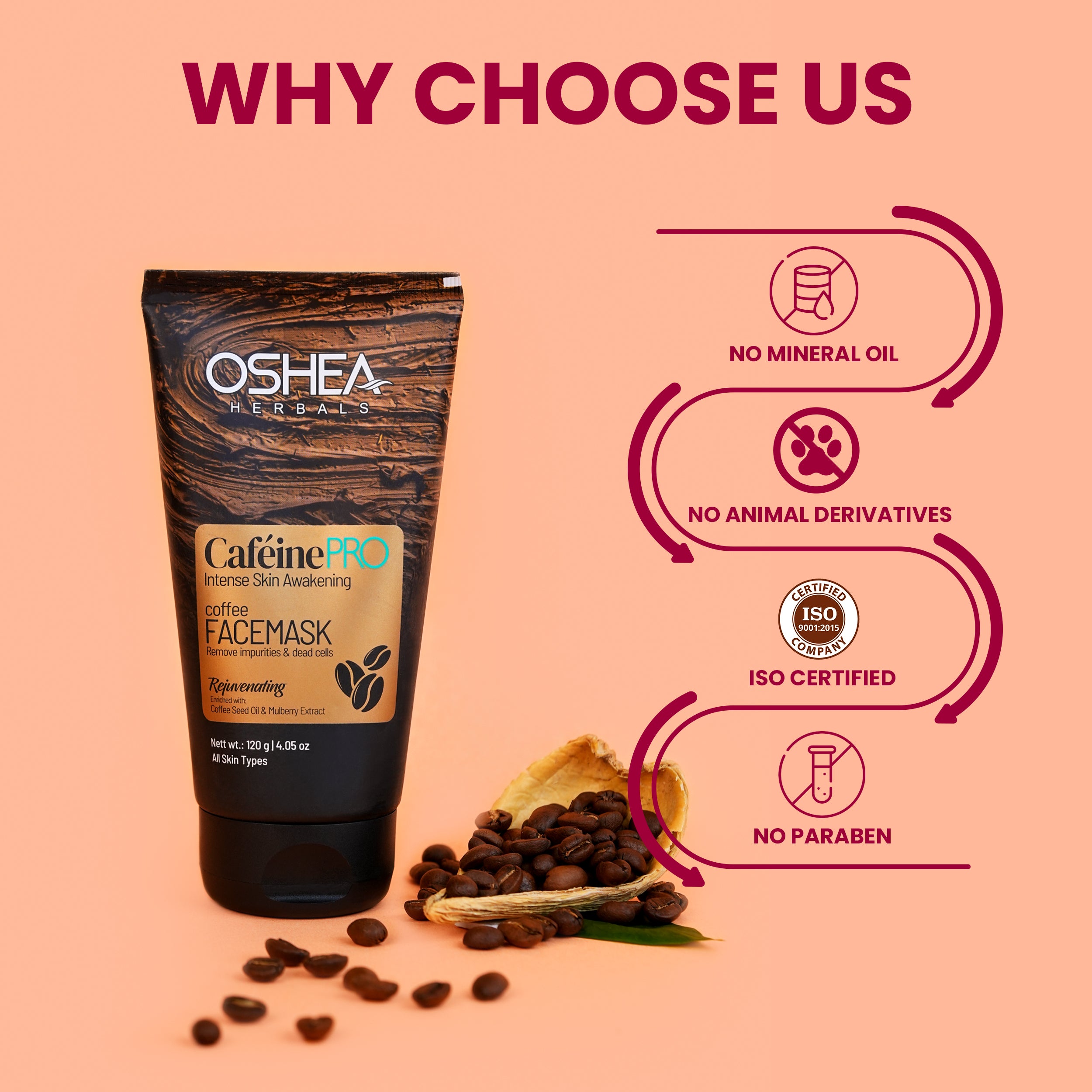 Why choose us Cafeine-Pro Face Mask Oshea Herbals