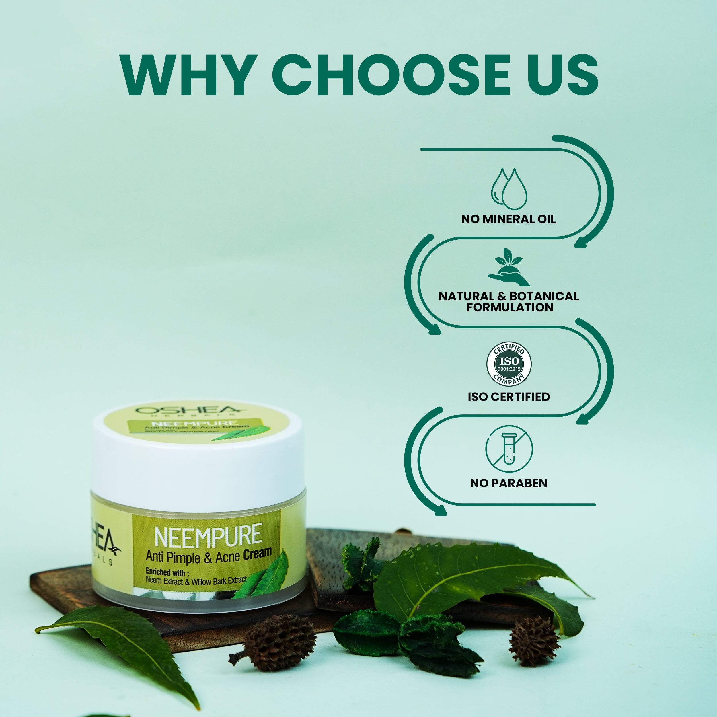 why choose us Neempure Anti Acne Pimple Cream Oshea Herbals